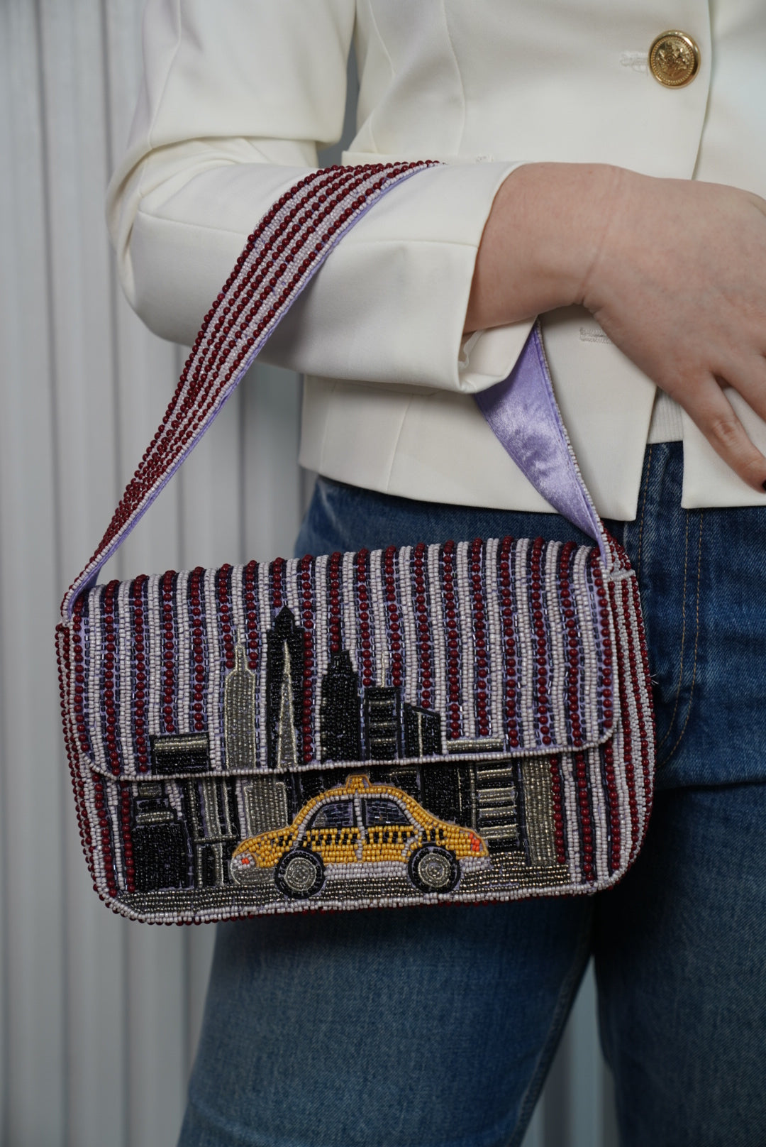 Taxi Beaded Shoulder Bag