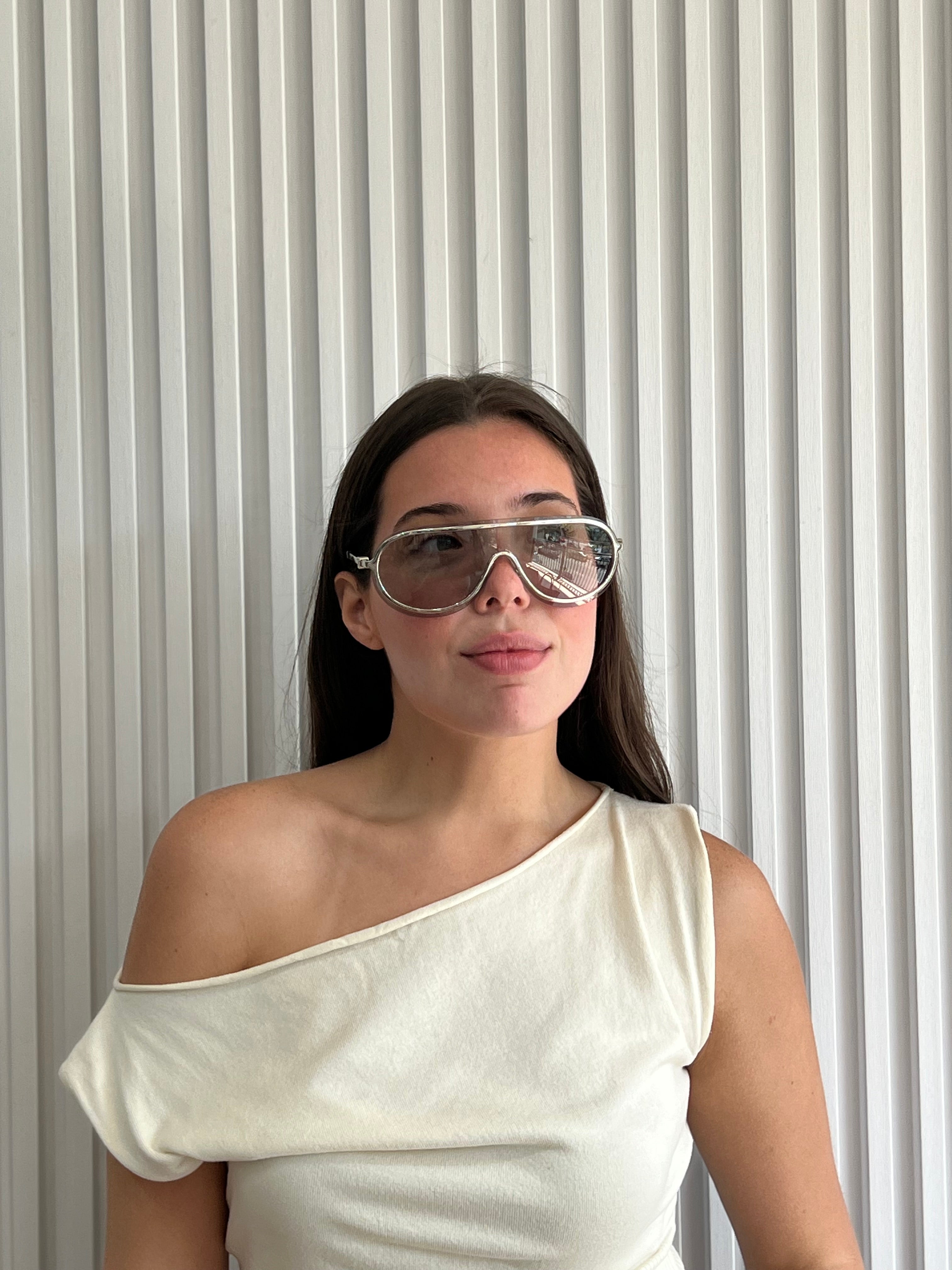 Silver Metal Shield Sunglasses