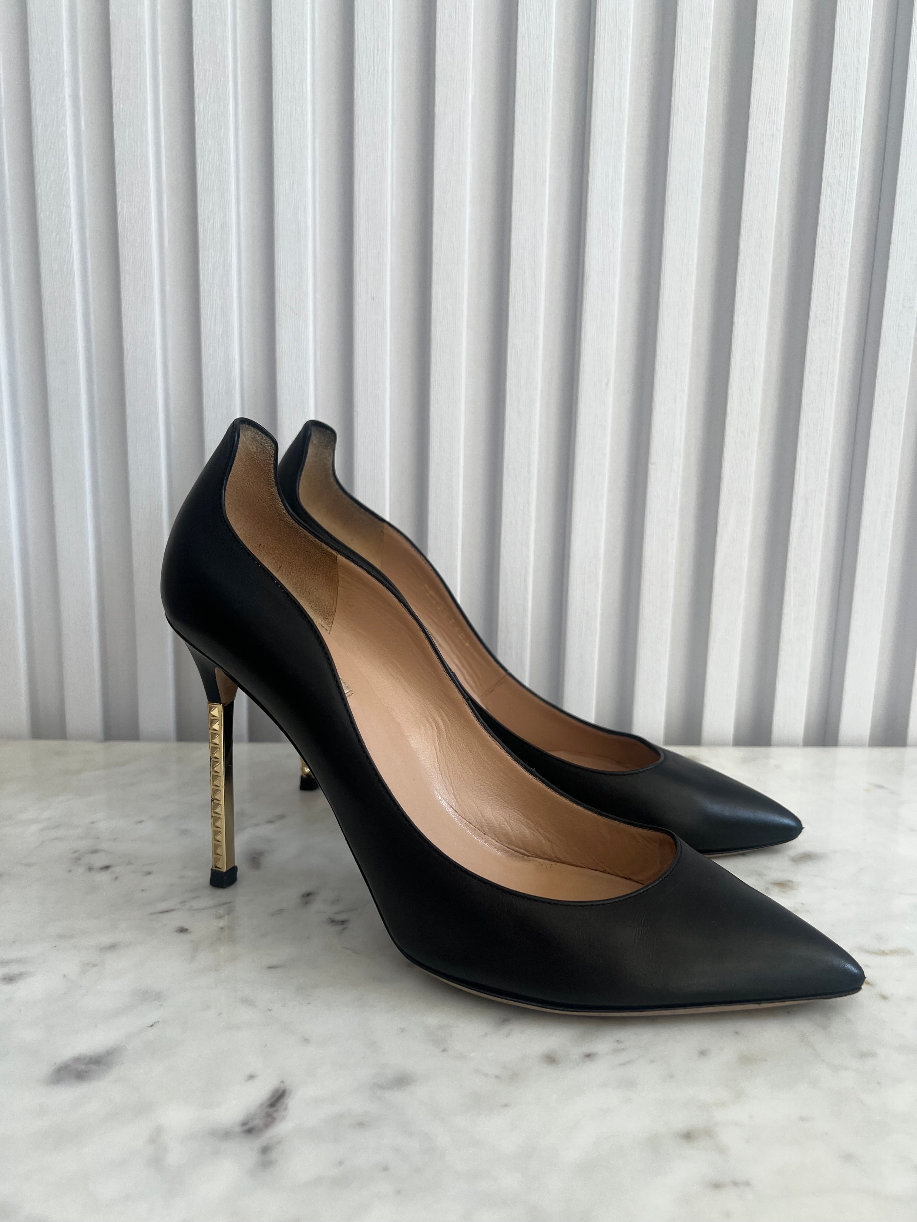 Studded Stiletto Metal Heel Pumps