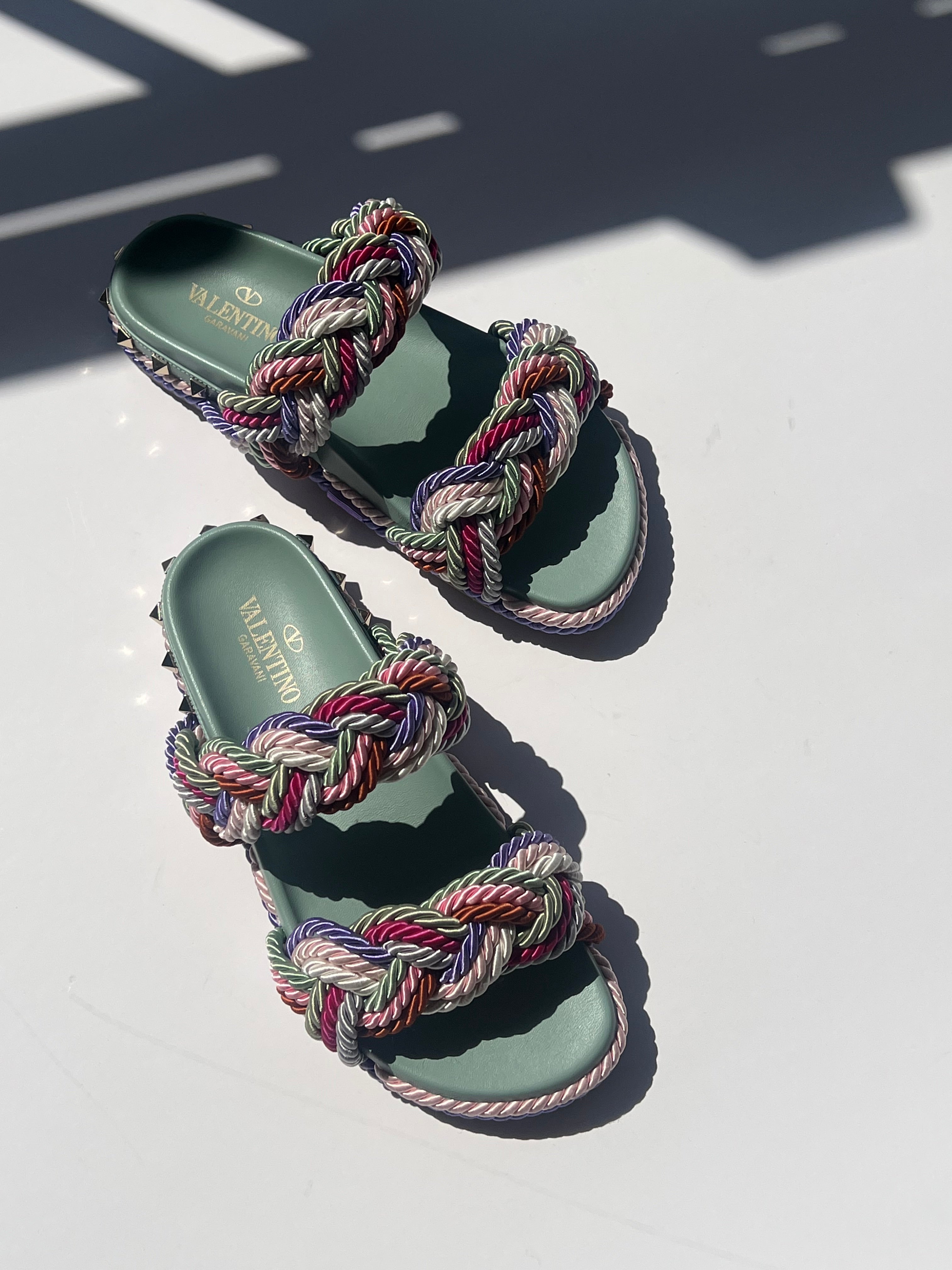 Woven Rope Rockstud Sandals
