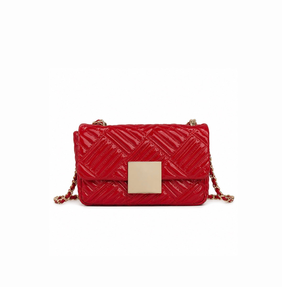 Quilted Patent Small Shoulder Bag