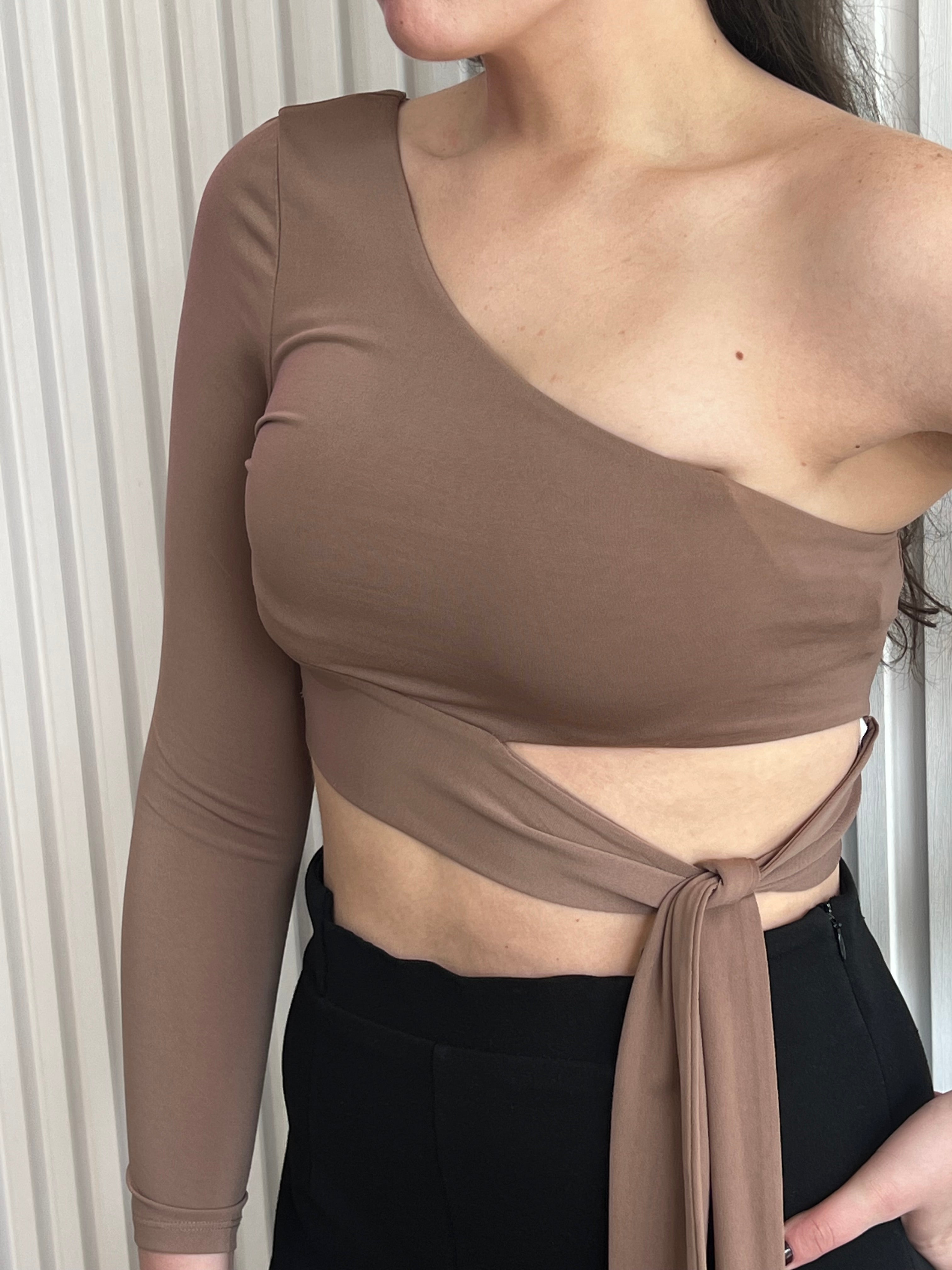 One Shoulder Side Tie Top