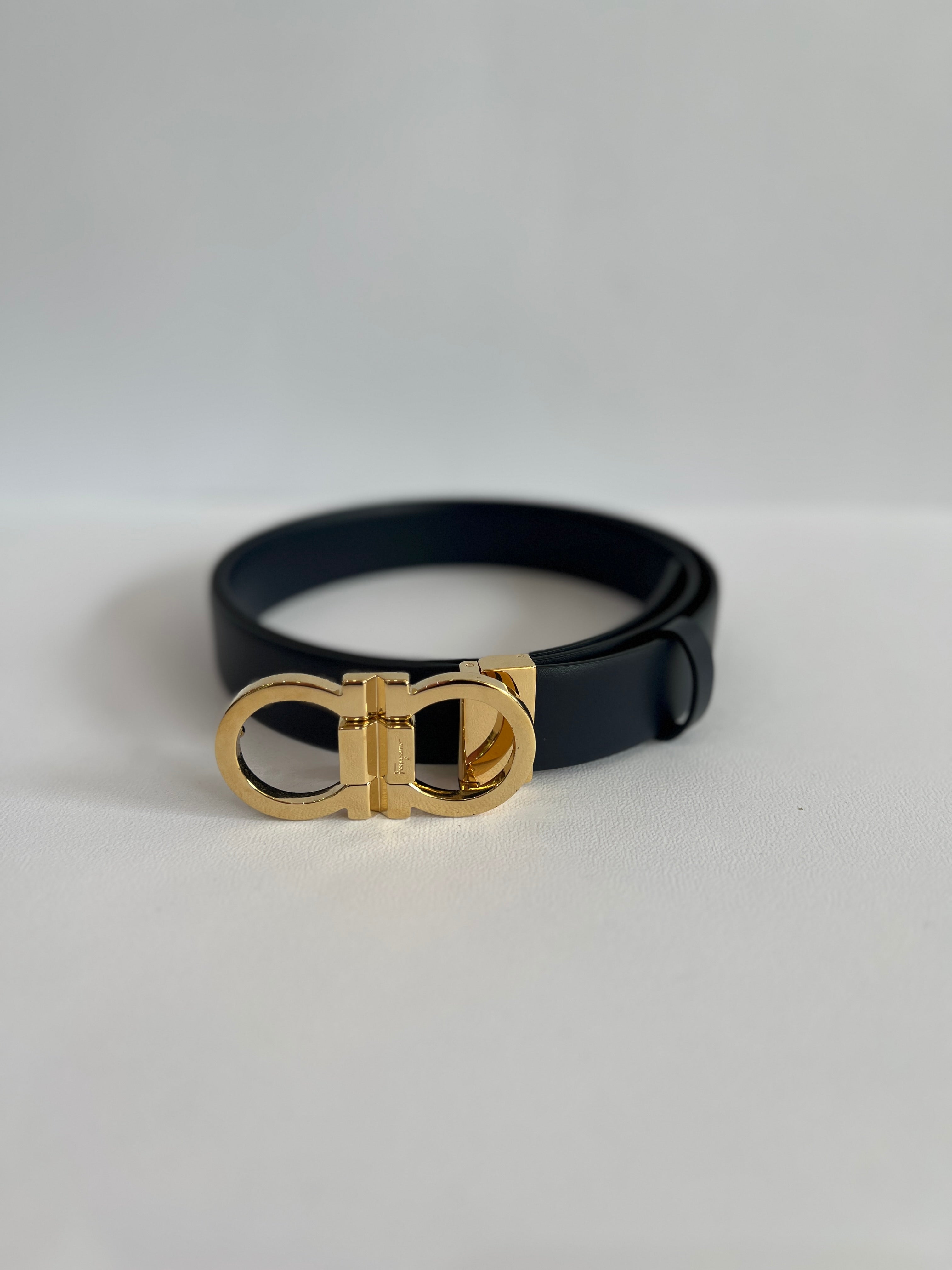 Gancini Belt In Navy Blue