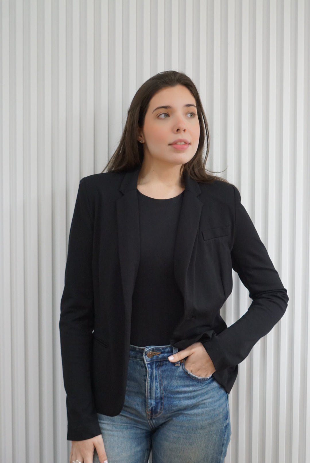 Black Shoulder Pad Blazer
