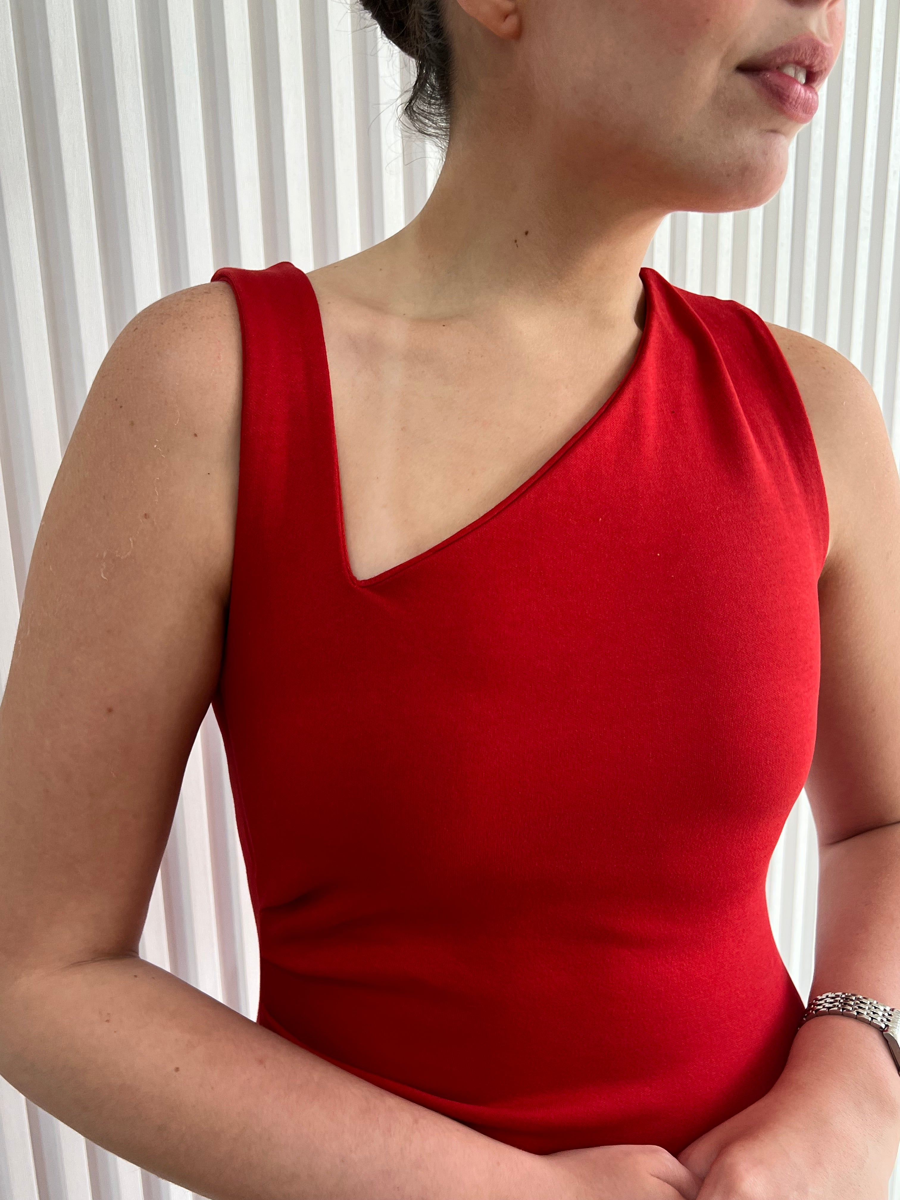Fitted Asymmetrical Mini Dress
