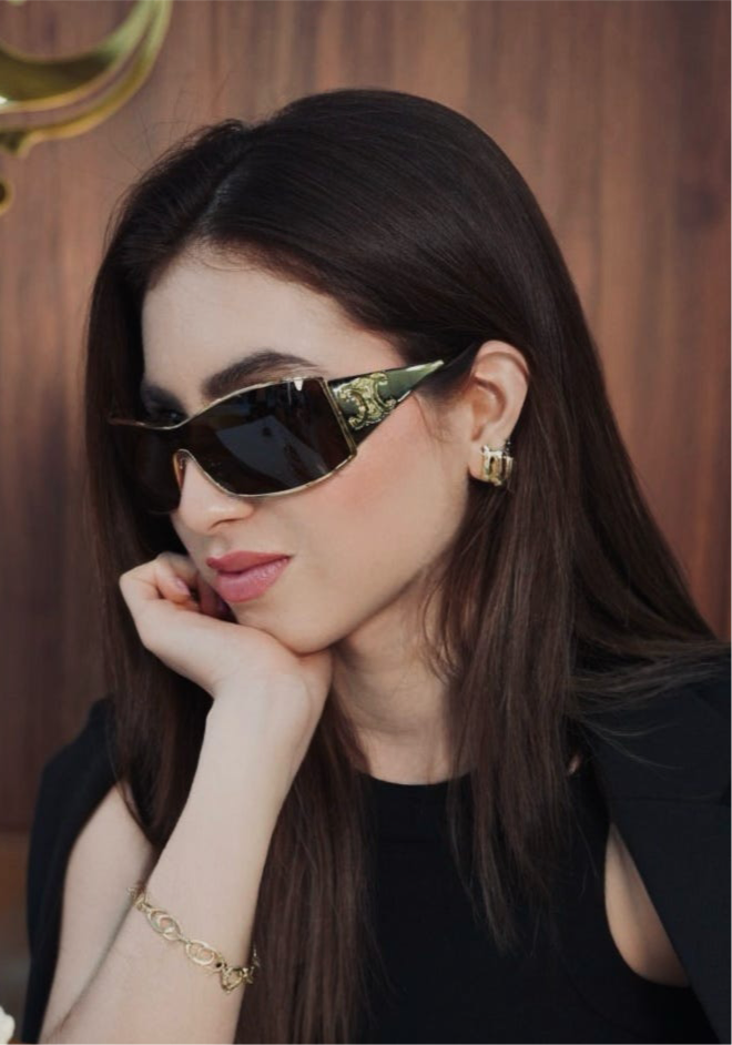 Triomphe Racer Rectangular Metal Sunglasses