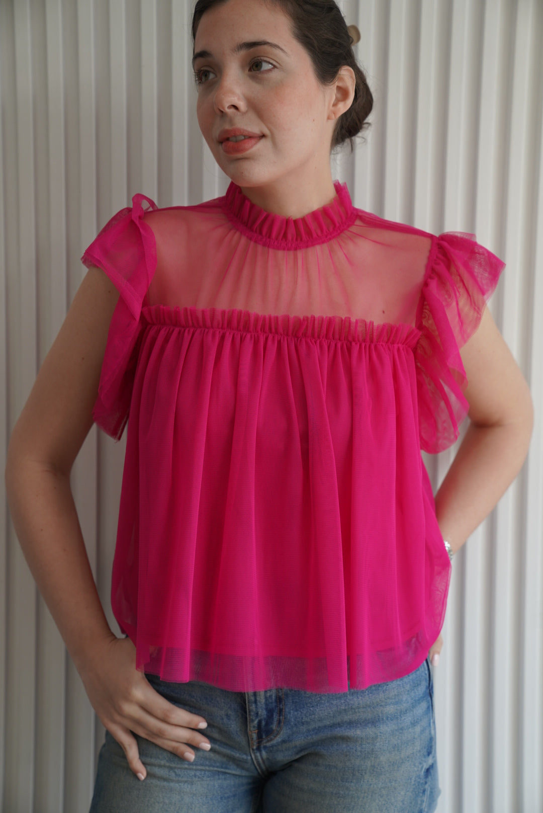 Strawberry Tulle Ruffle Shirt