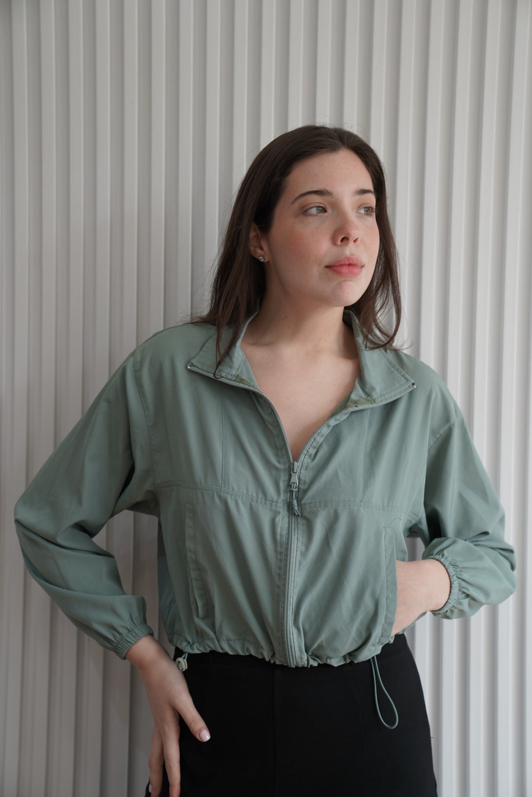 Casual Sage Athletic Windbreaker