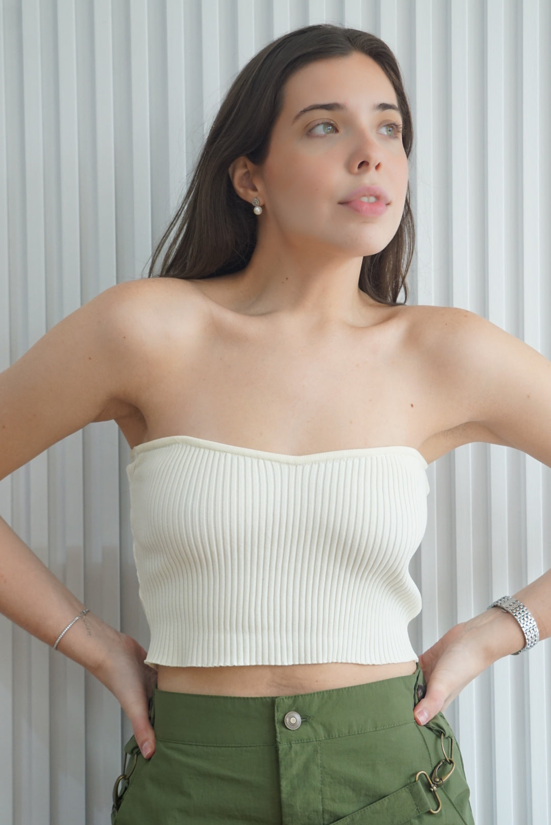White Ribbed Tube Top