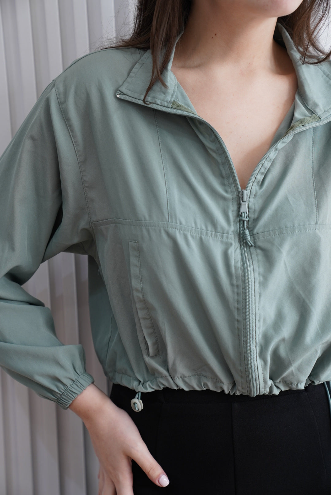Casual Sage Athletic Windbreaker