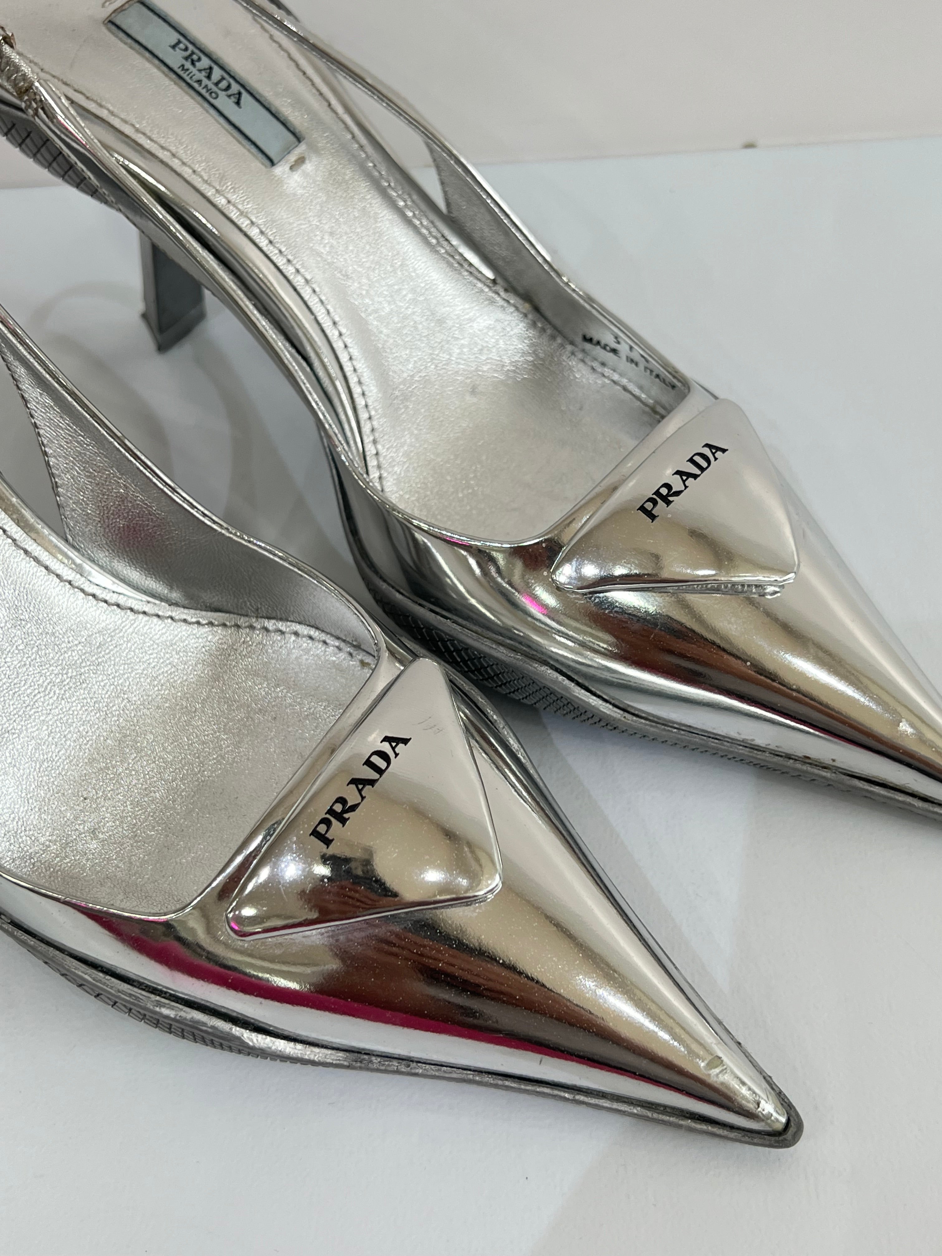 Metallic Slingback Pumps