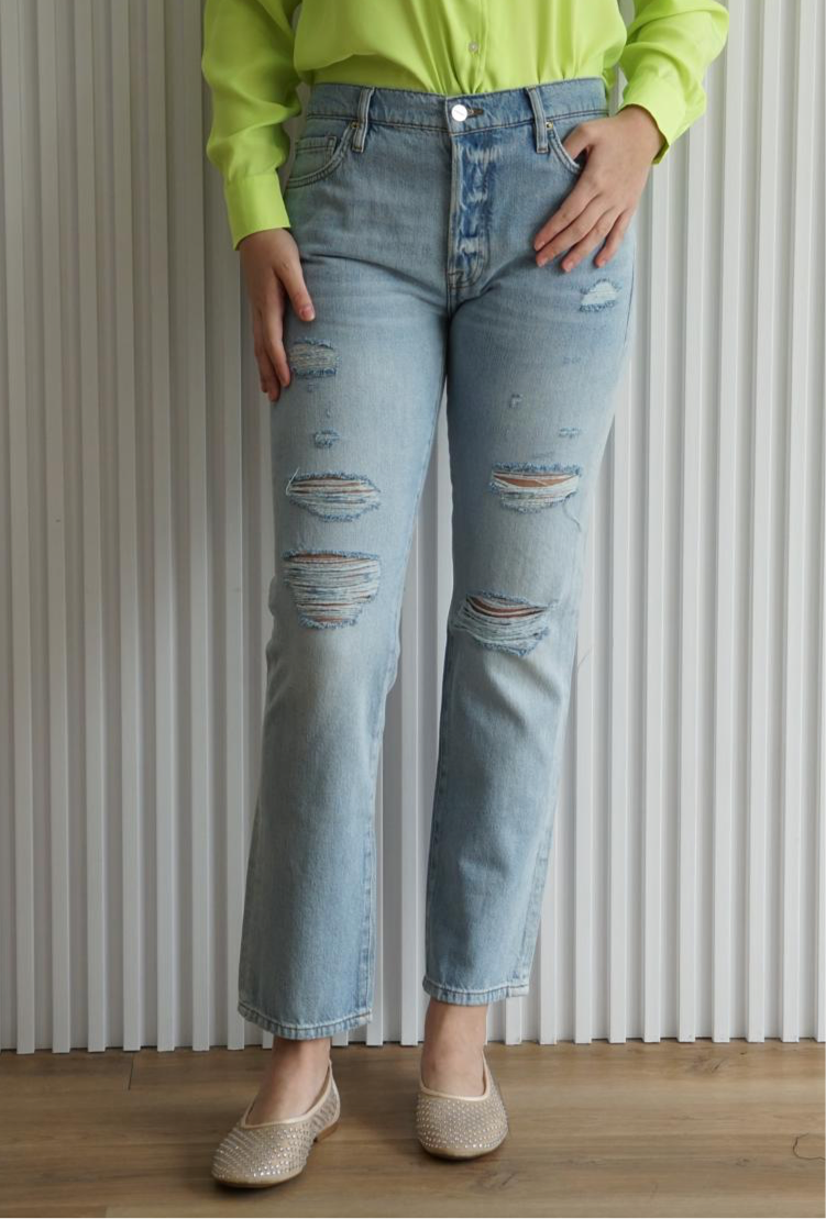 Le Slouch Distressed High-Rise Jeans