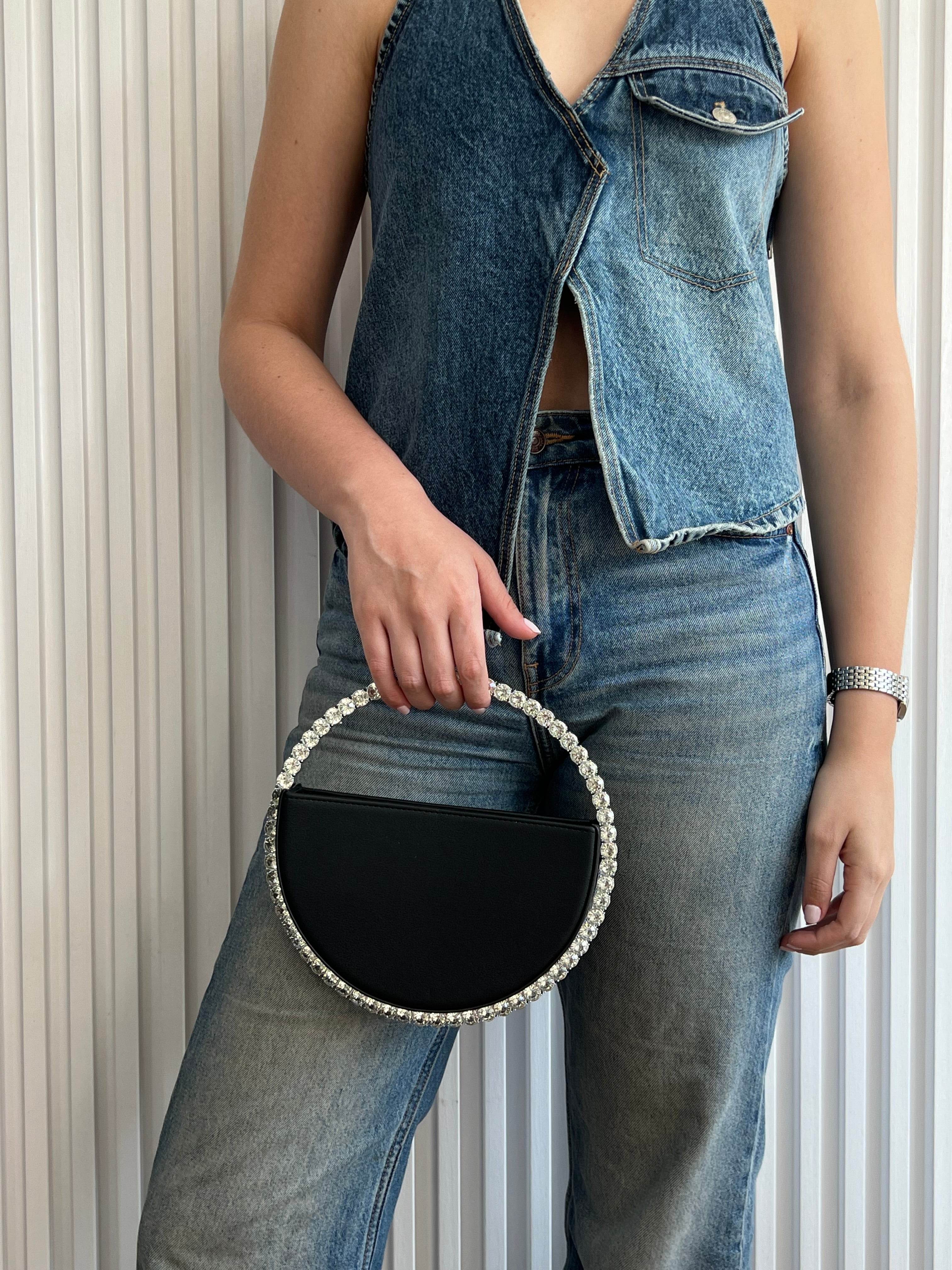 Rhinestone Round Ring Bag