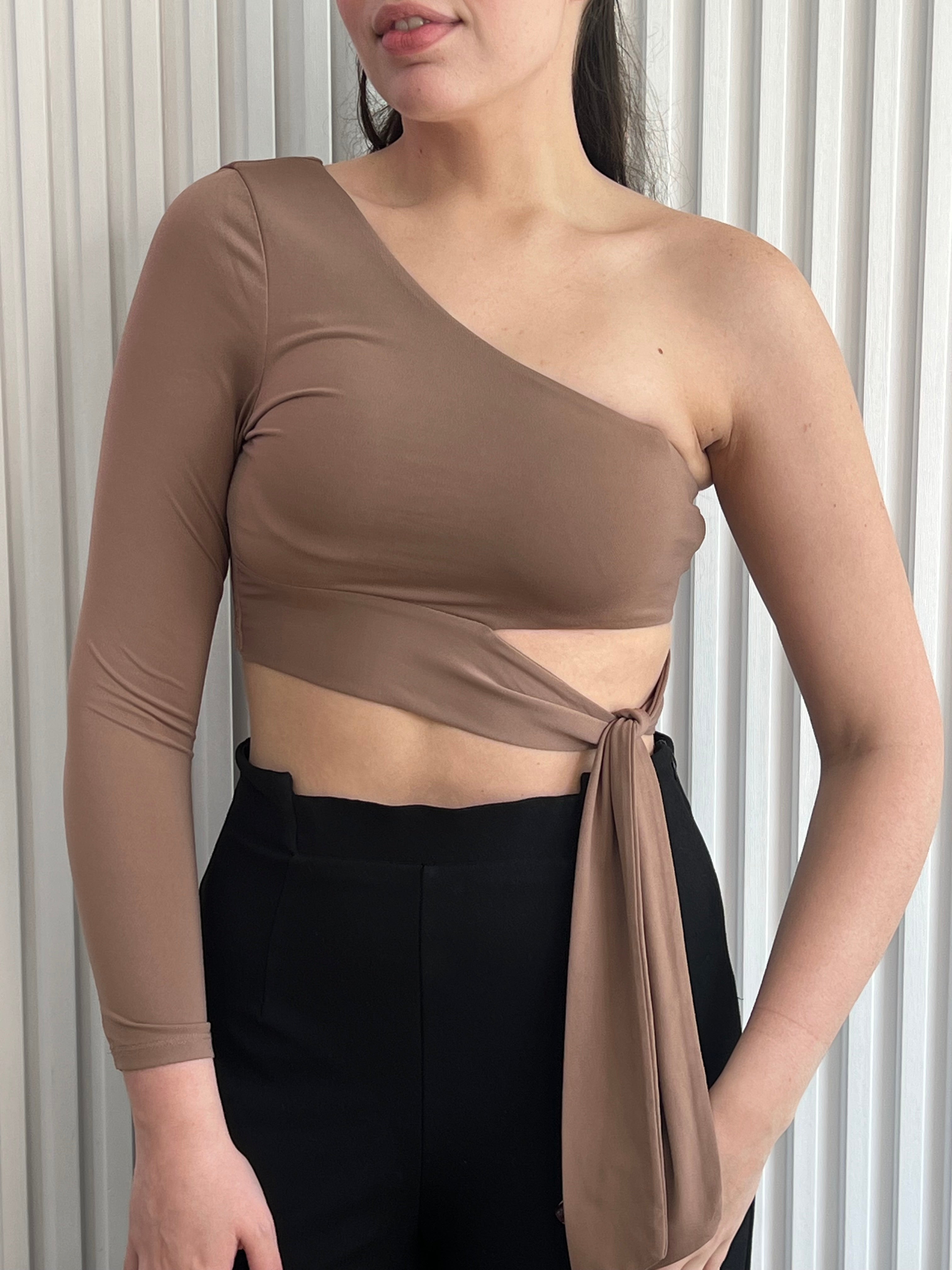 One Shoulder Side Tie Top