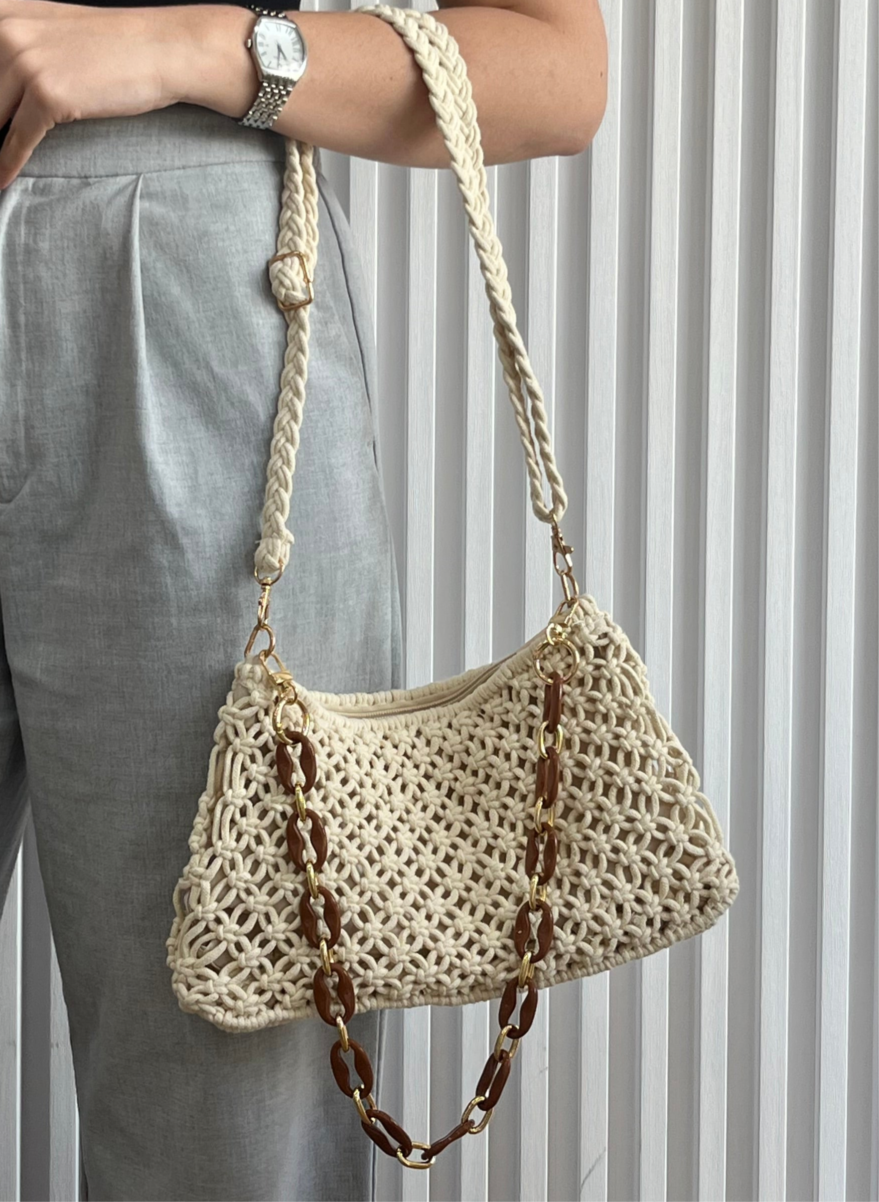 Crochet Double Strap Shoulder Bag