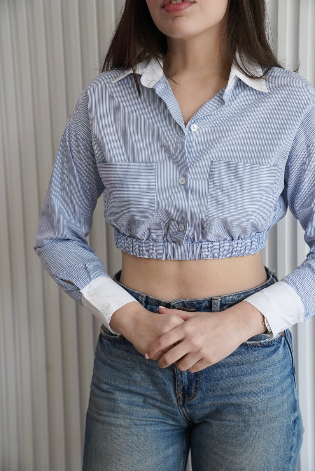 Contrasting Poplin Top