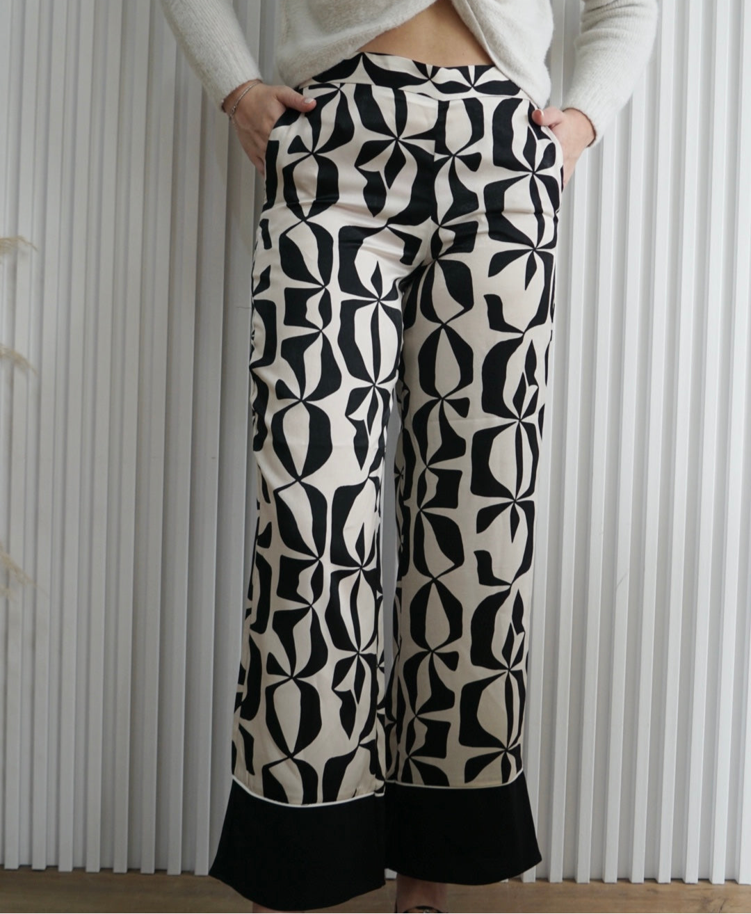 Satin Effect Print Trousers