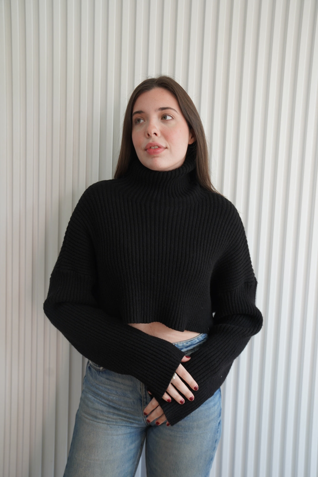 Cropped Turtleneck Sweater