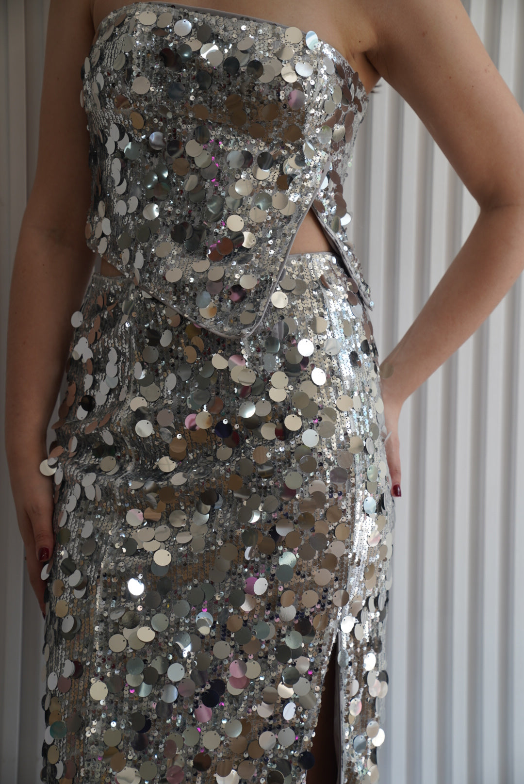 Glittered Top & Skirt Set