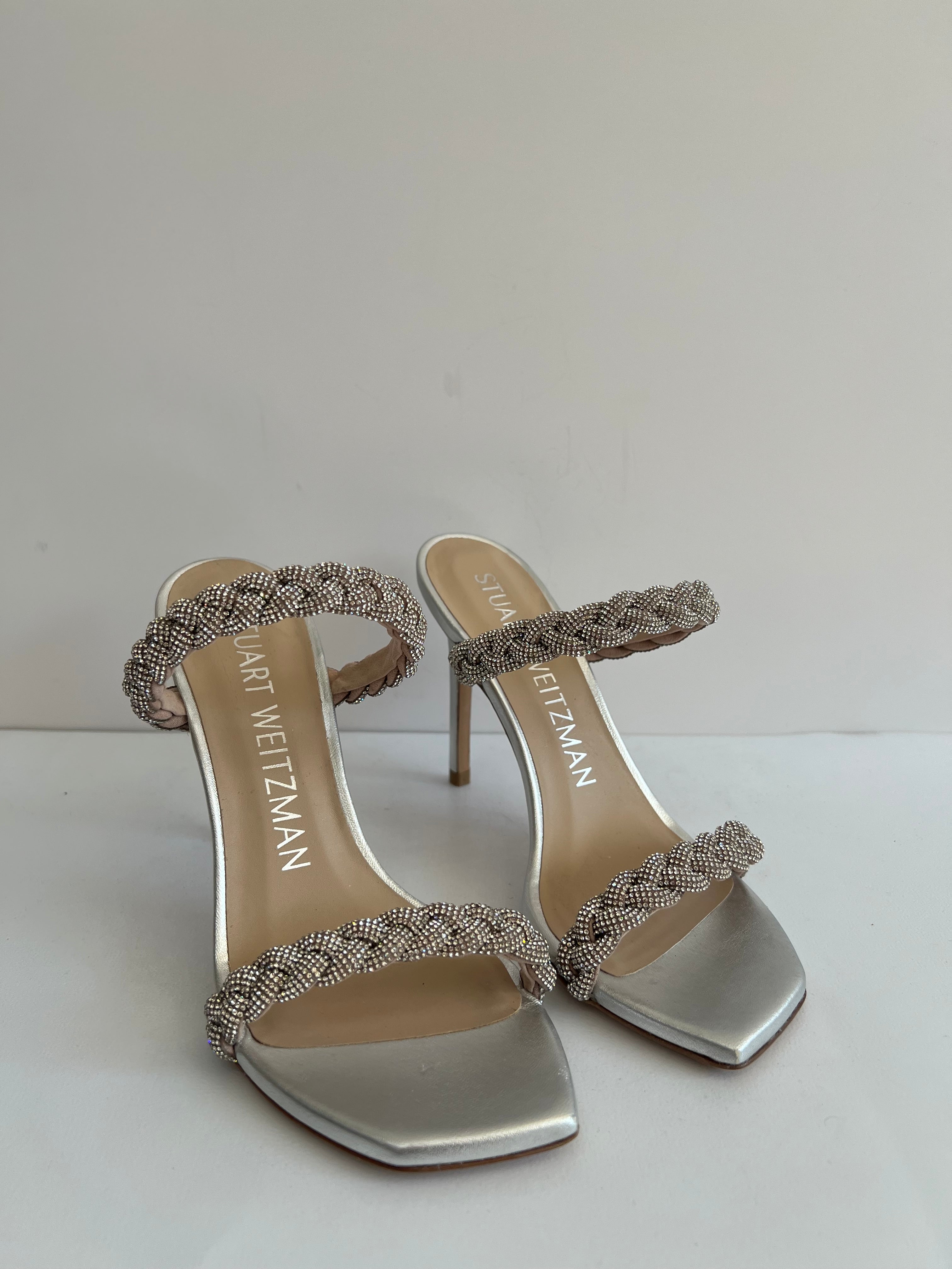 Rhinestone Straps Heeled Sandals
