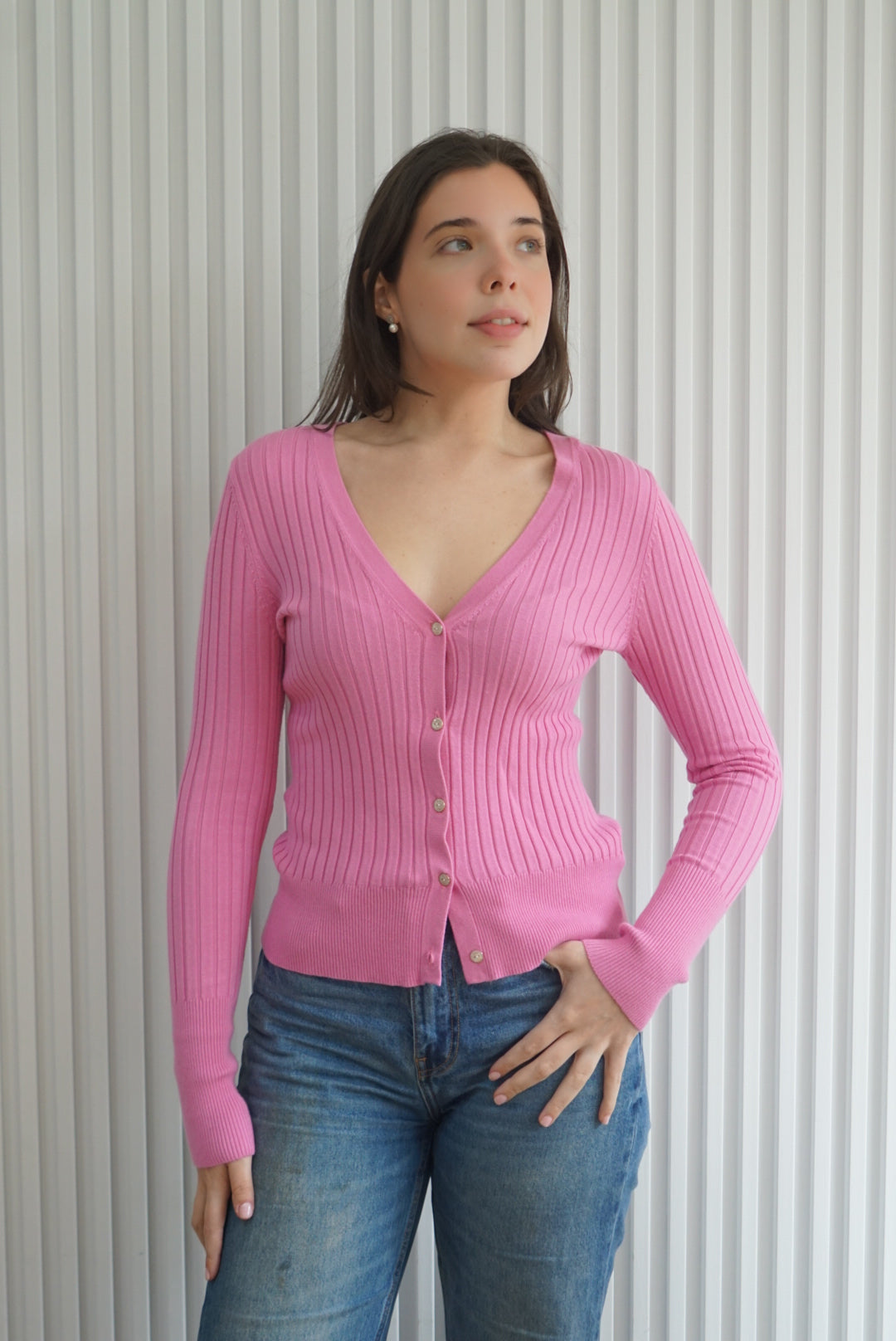 Rib Button Down Cardigan