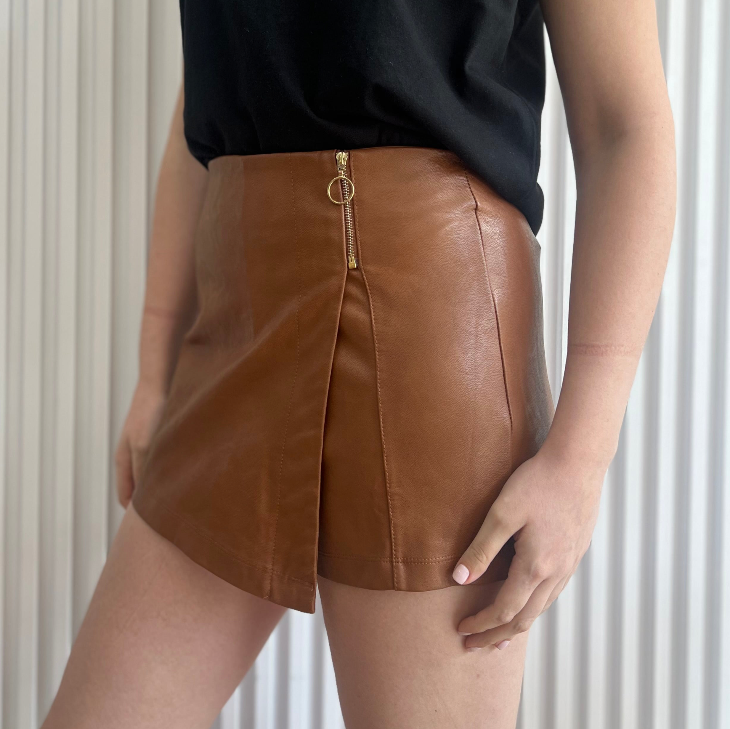 Faux Leather Skort