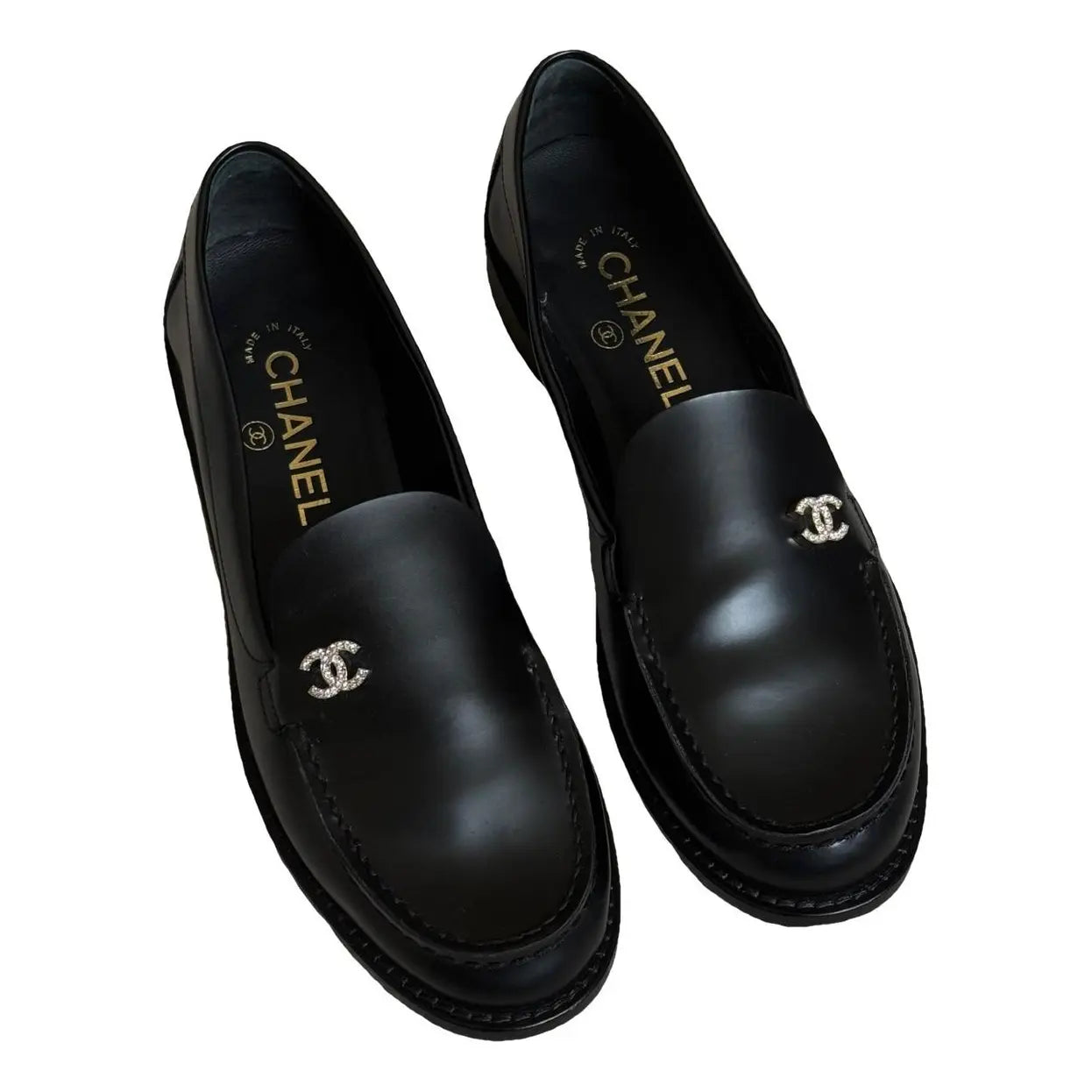 Moccasin Crystal-studded CC Logo Loafers