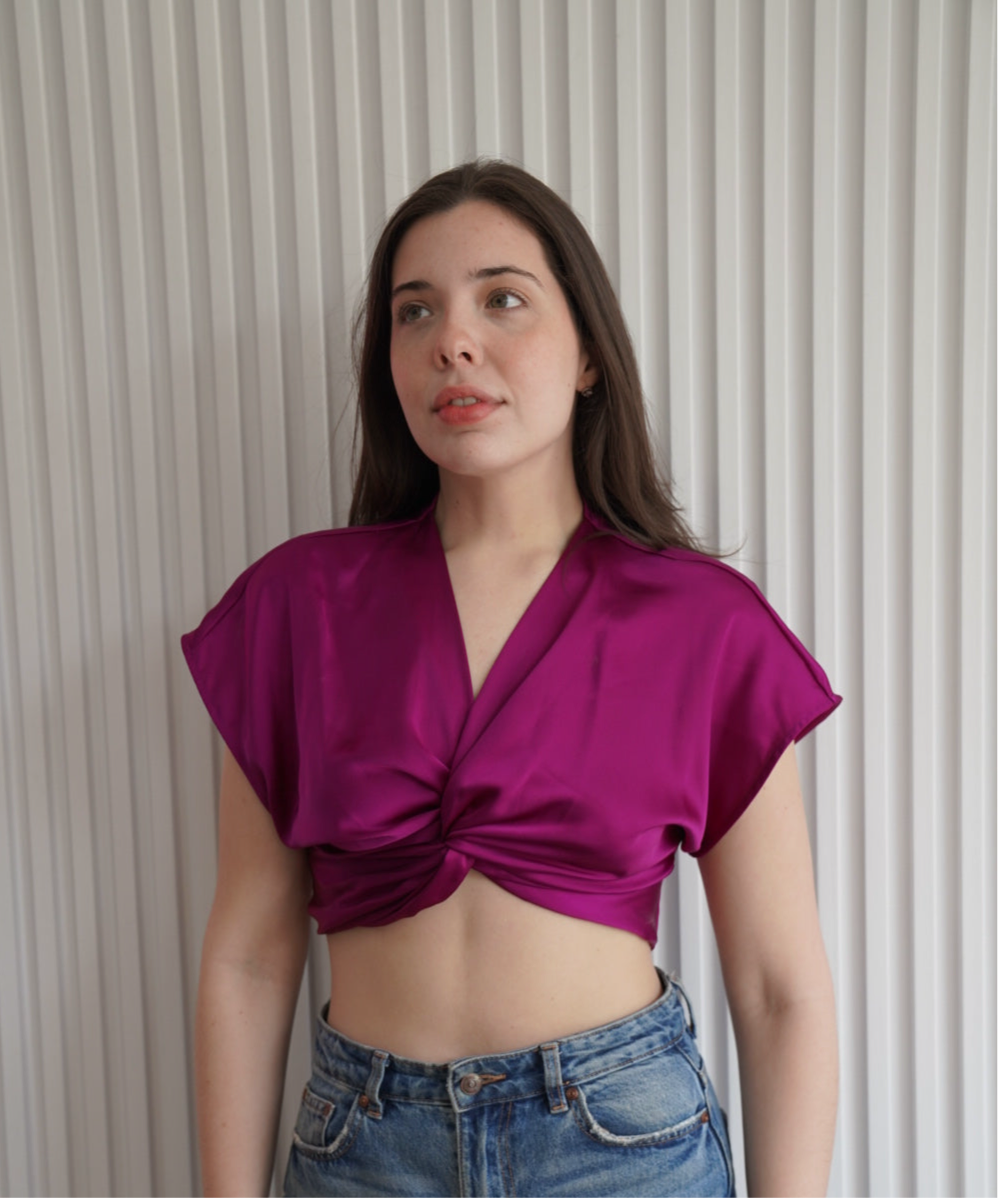 Knotted Satin Effect Top