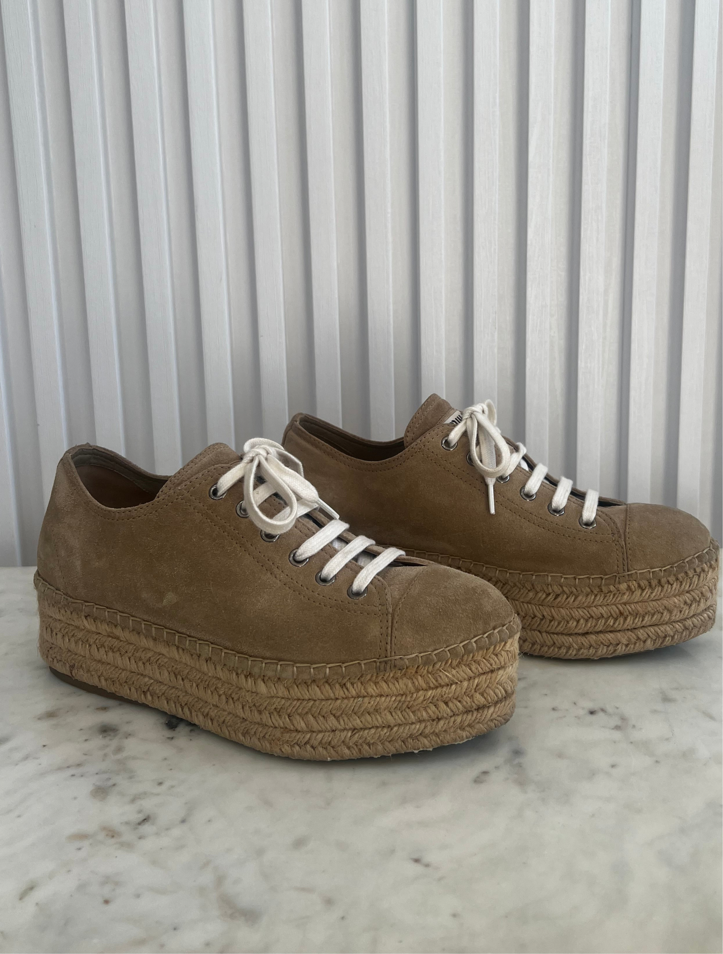Suede Espadrille Platform Sneakers