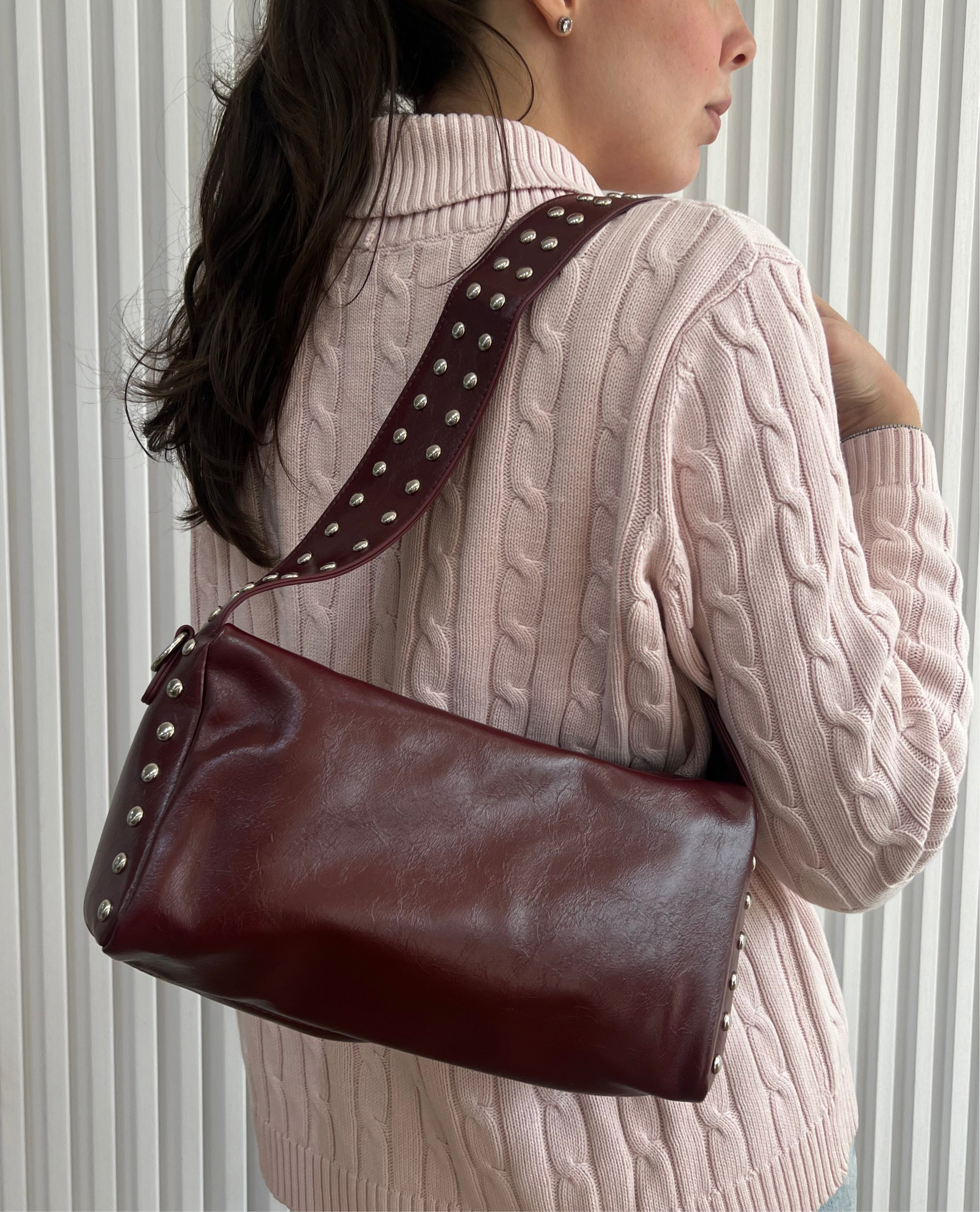 Small Rectangular Studded Shoulder Bag