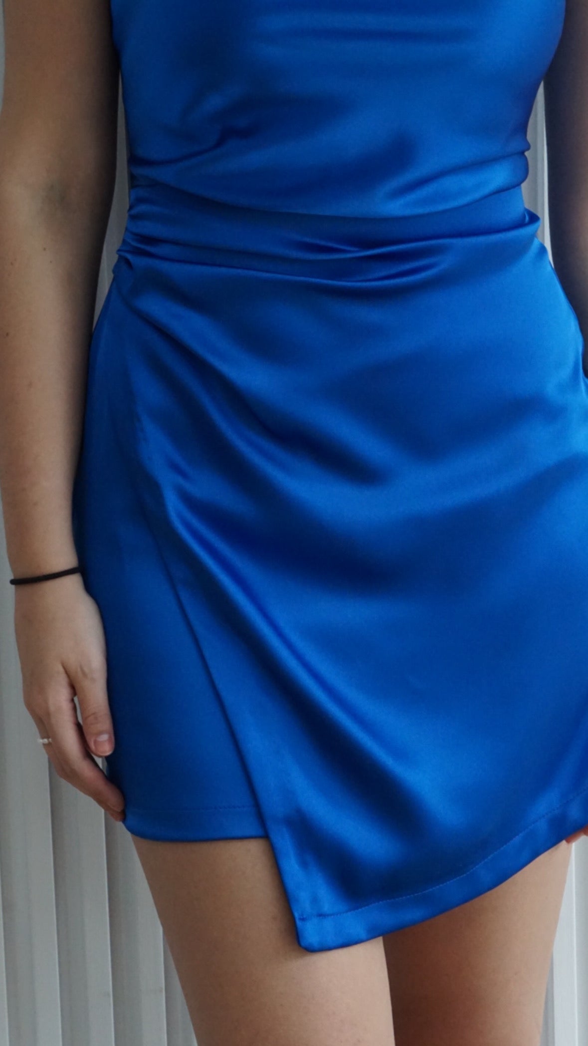 Satin Effect Wrap Detail Mini Dress