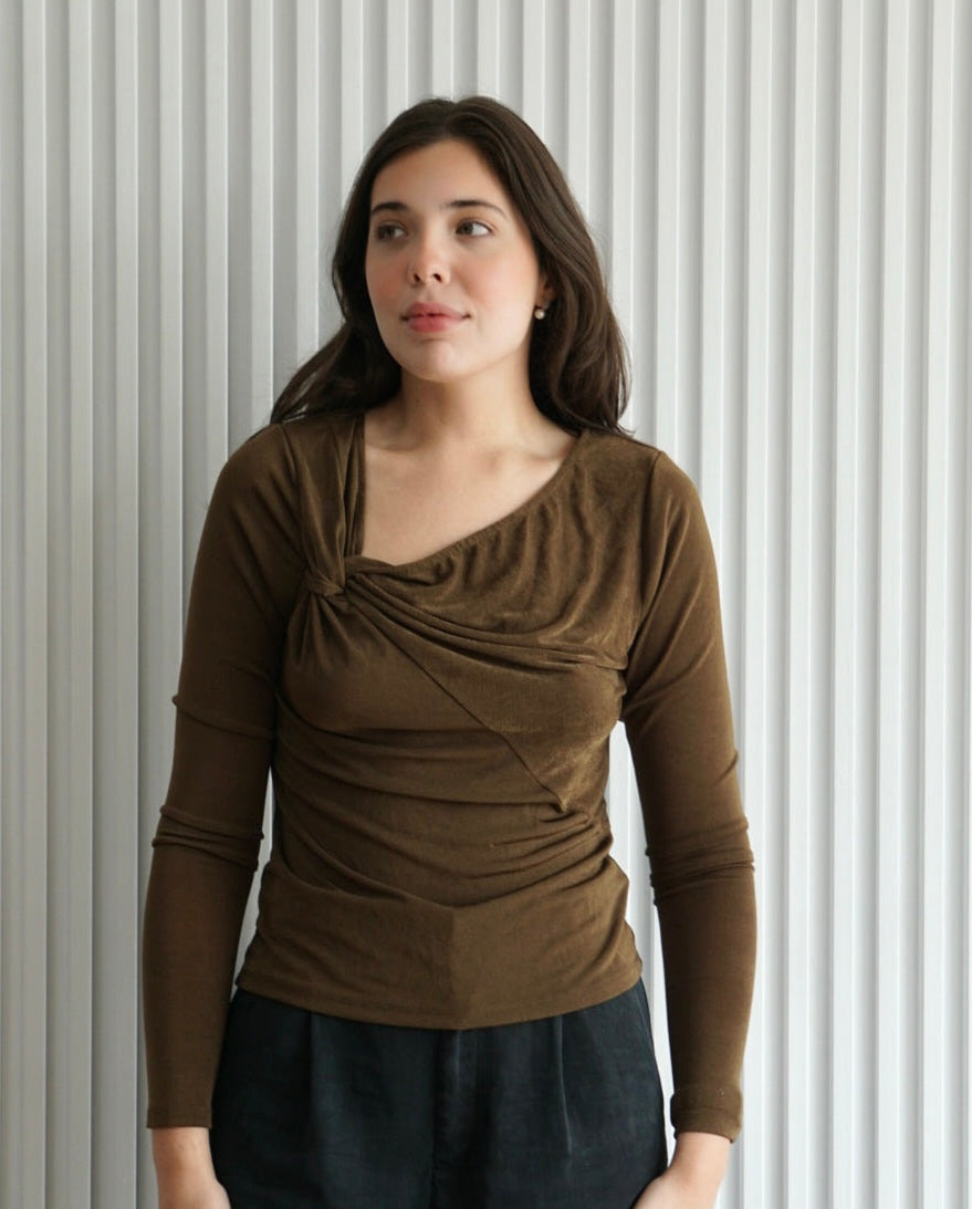 Shimmer Asymmetric Neck Top