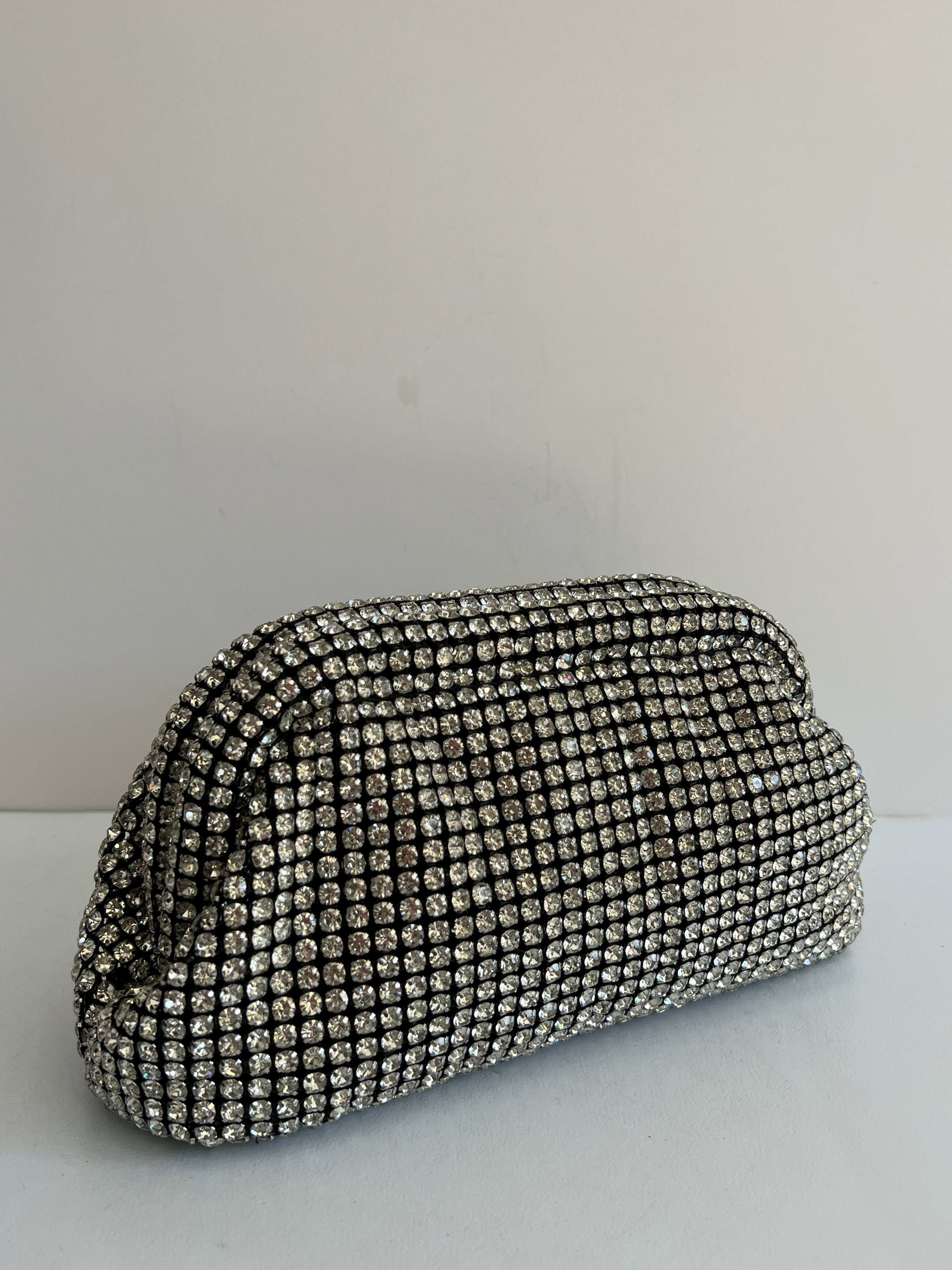 Silver Rhinestone Clutch Bag