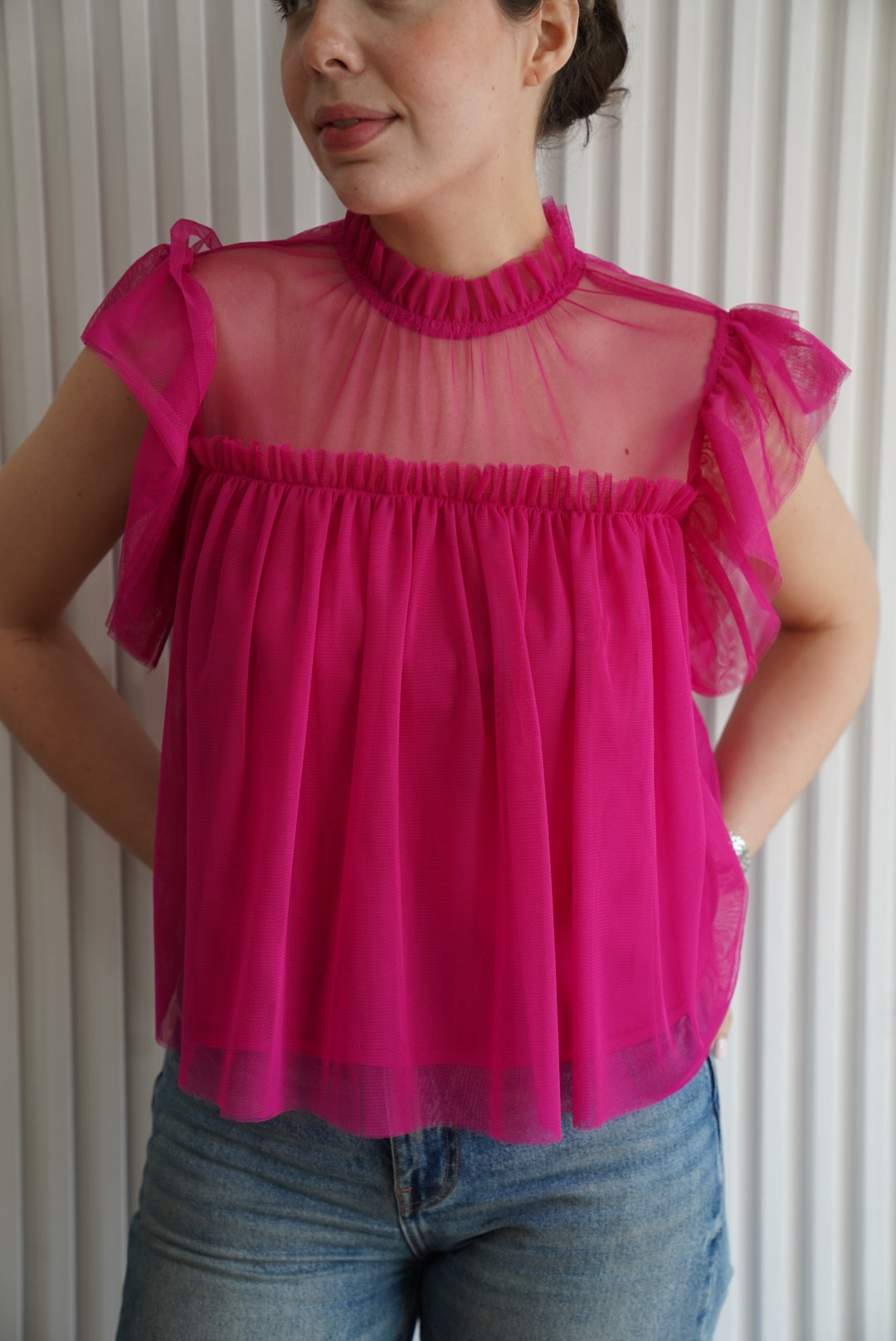 Strawberry Tulle Ruffle Shirt