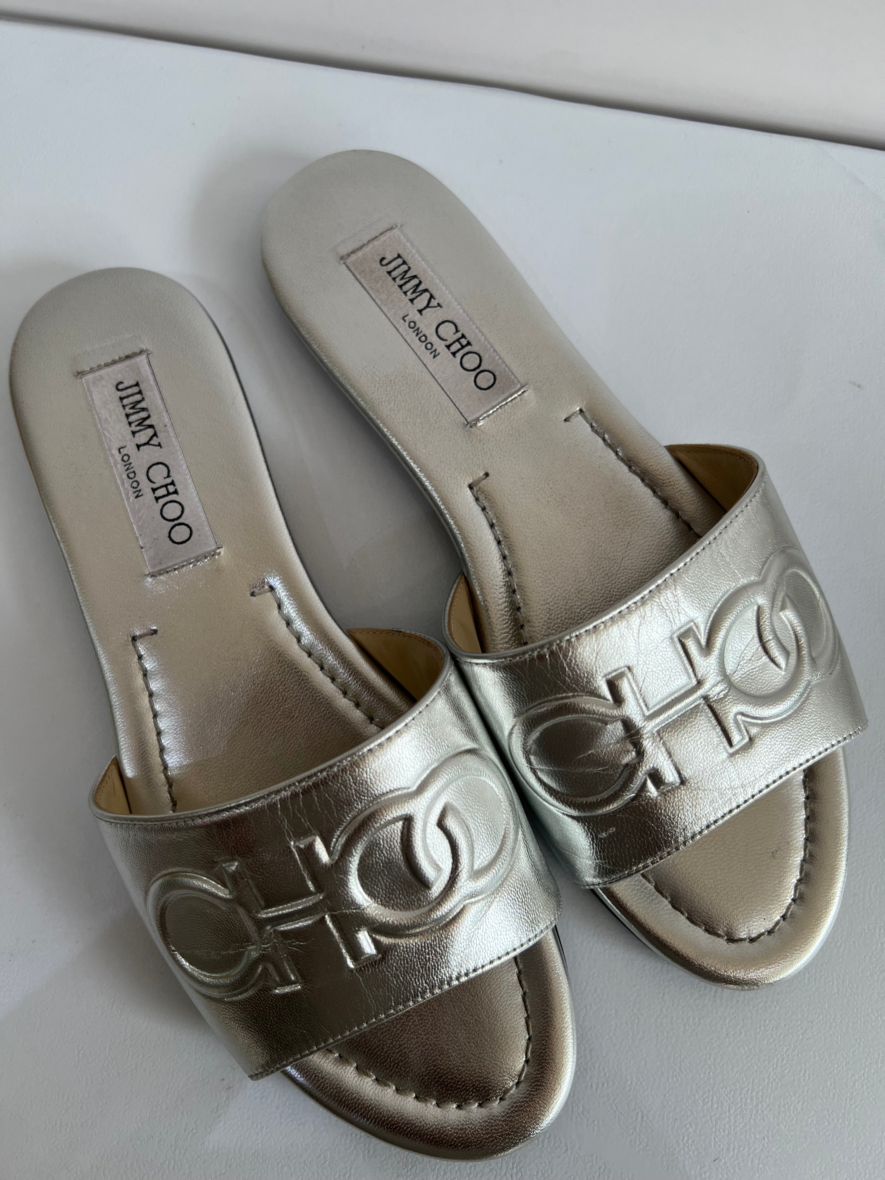 Embossed Metallic Sandals