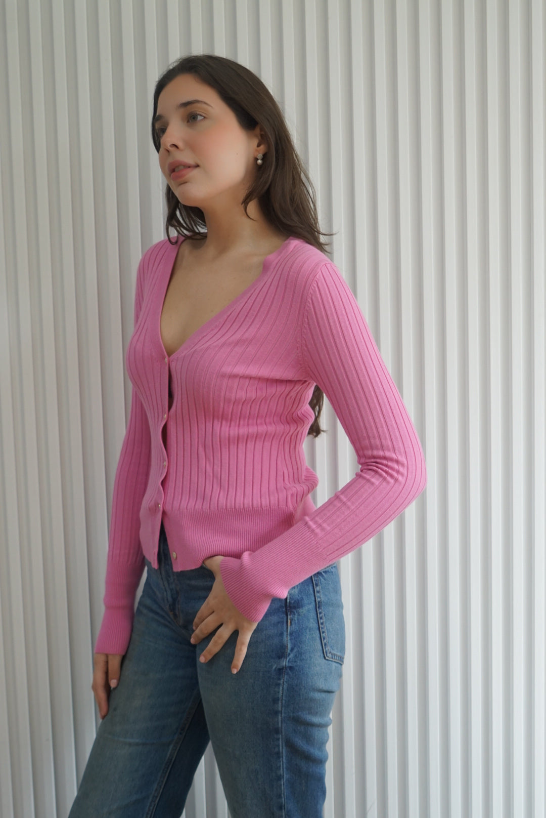 Rib Button Down Cardigan