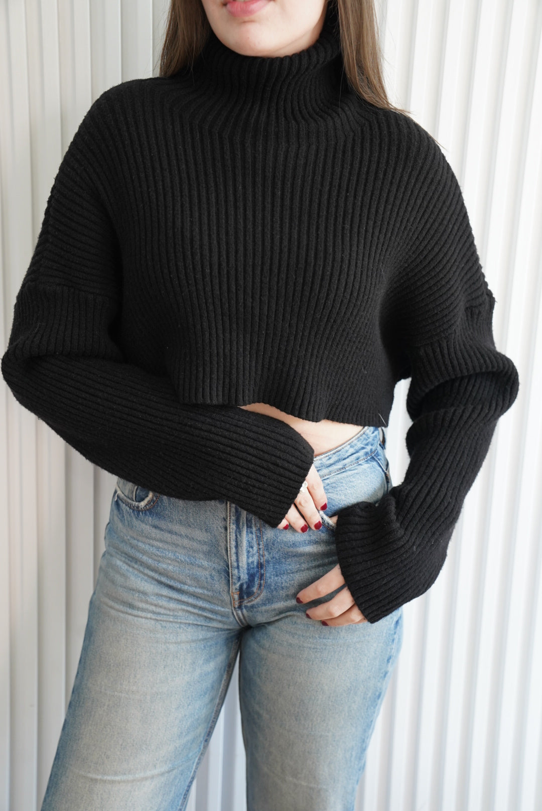 Cropped Turtleneck Sweater