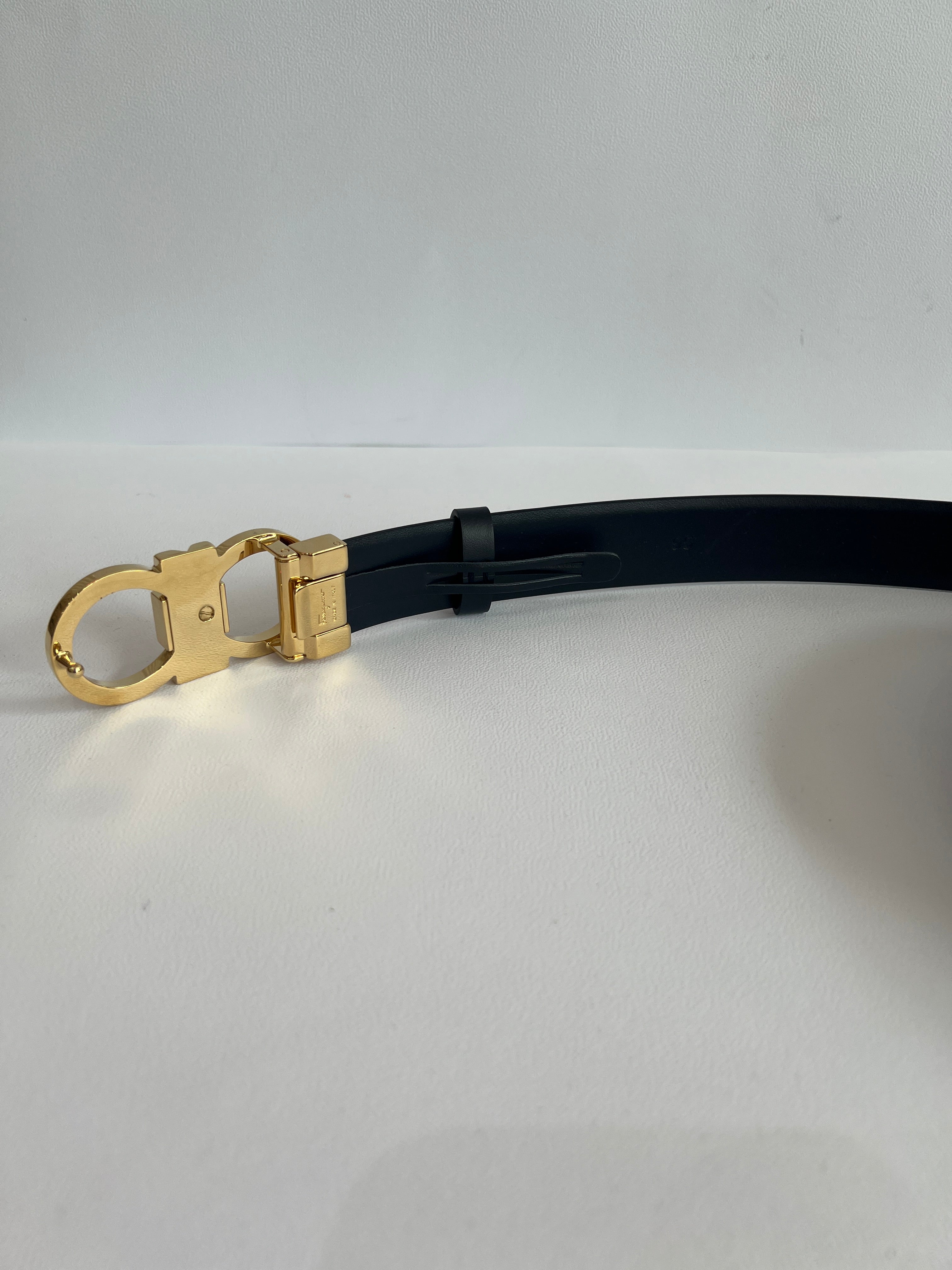 Gancini Belt In Navy Blue
