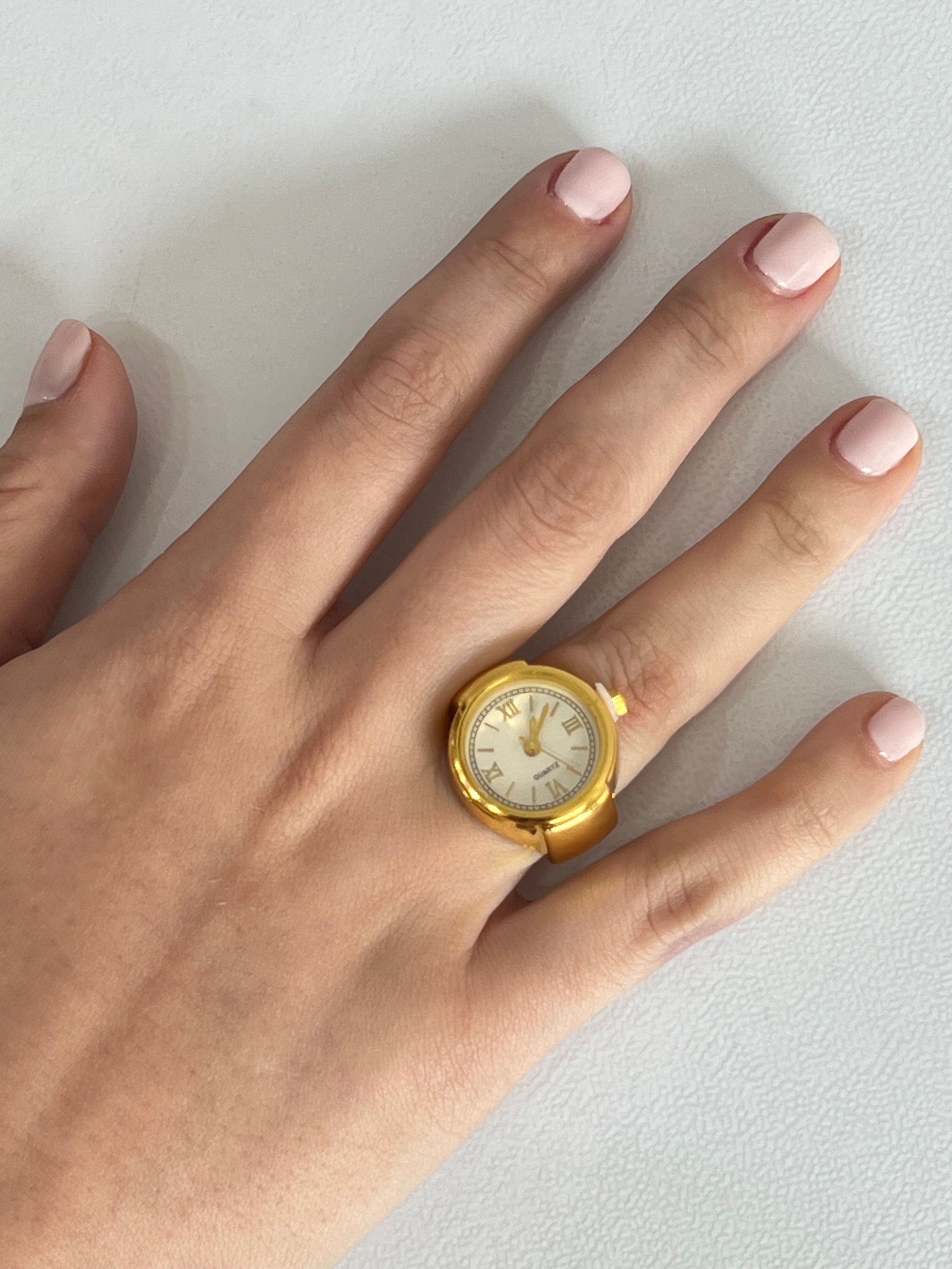 Gold-toned Finger Watch Ring