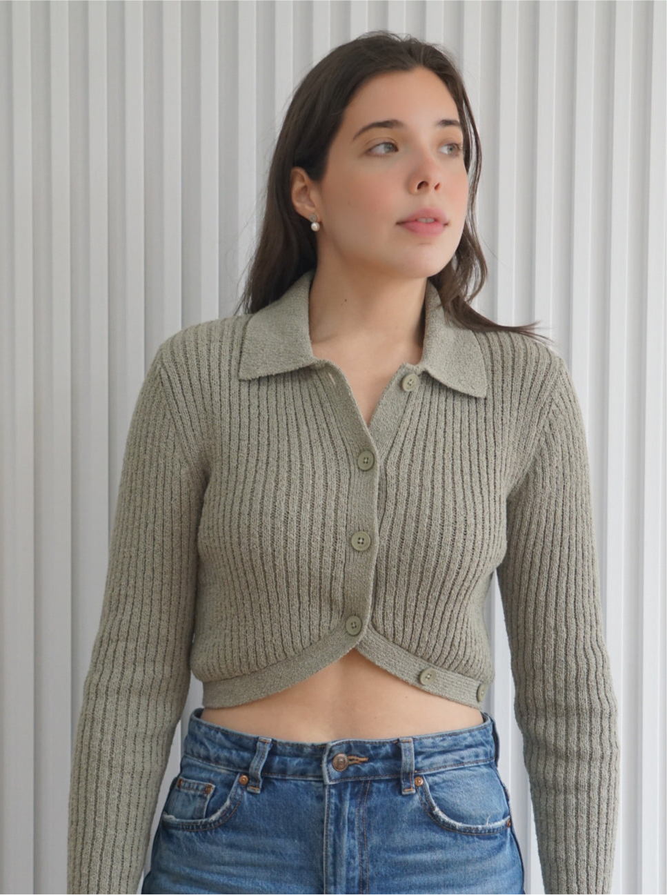 Cropped Button Front Cardigan