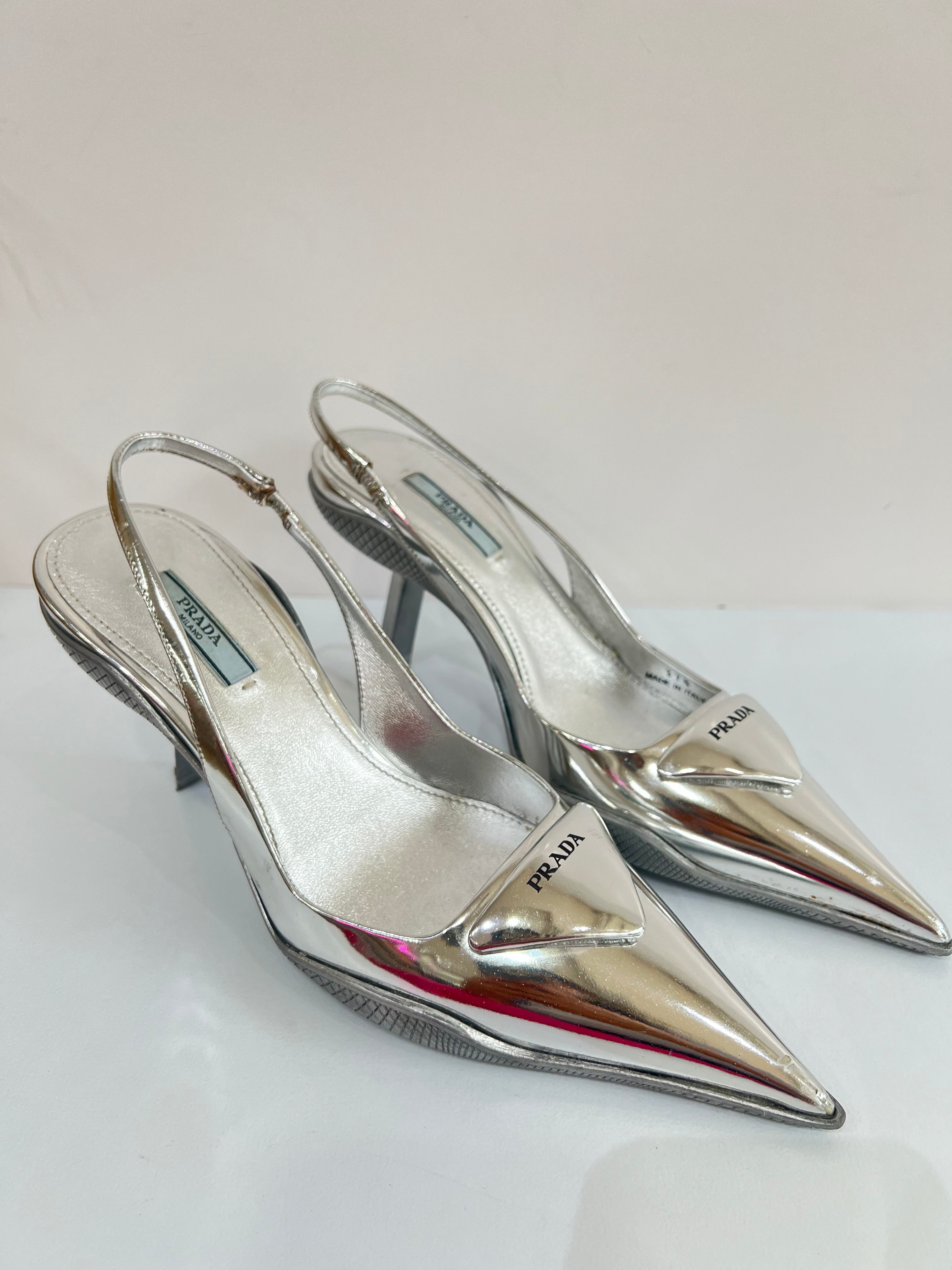 Metallic Slingback Pumps