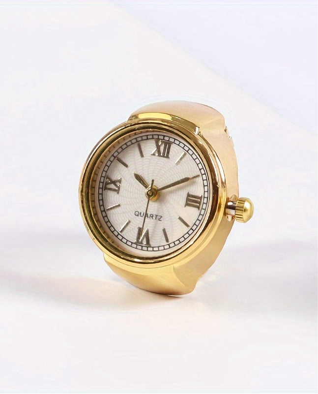 Gold-toned Finger Watch Ring