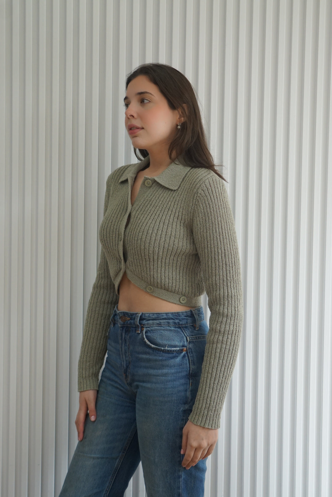 Cropped Button Front Cardigan