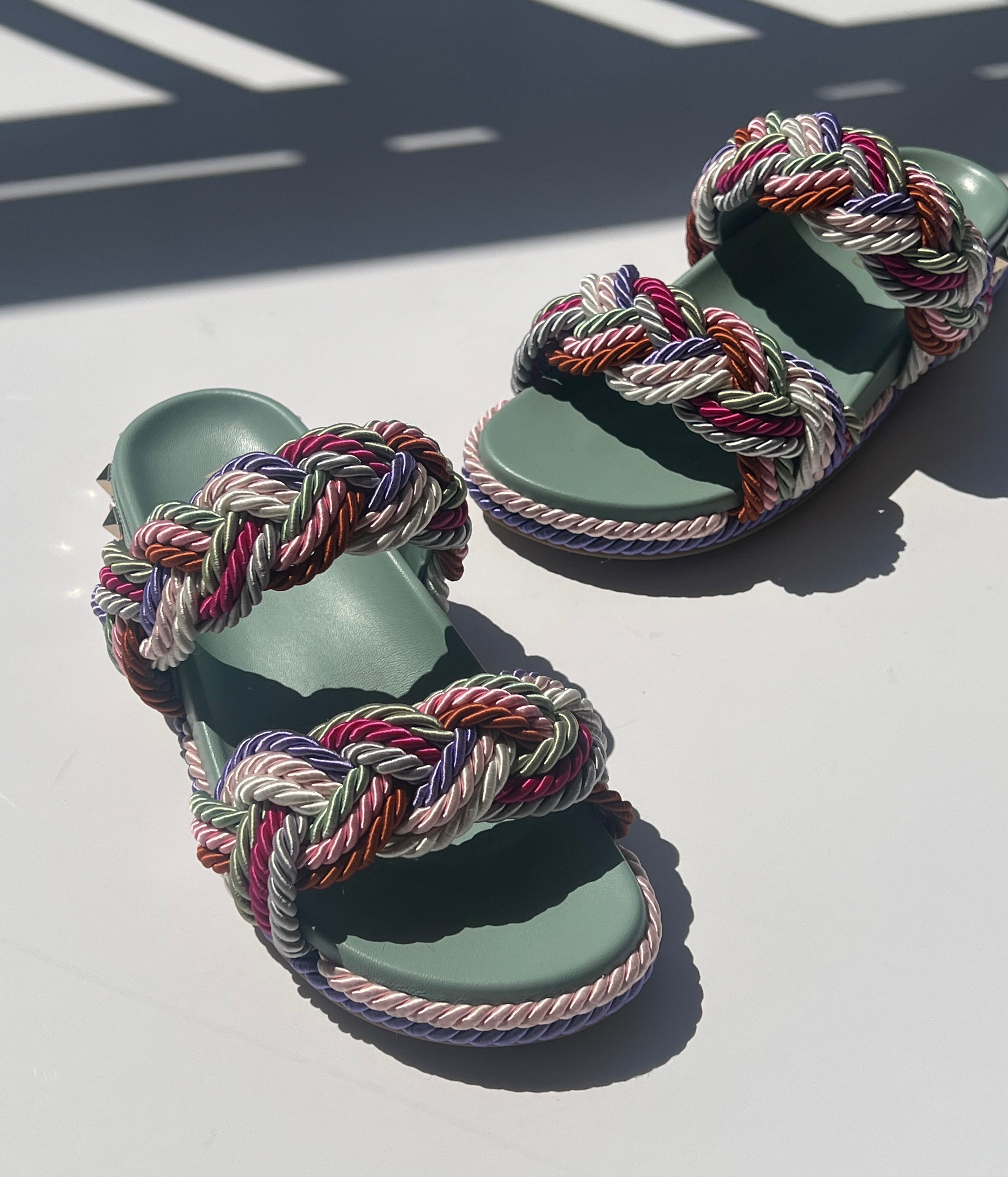 Woven Rope Rockstud Sandals