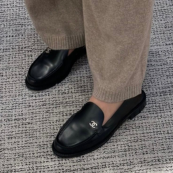 Moccasin Crystal-studded CC Logo Loafers