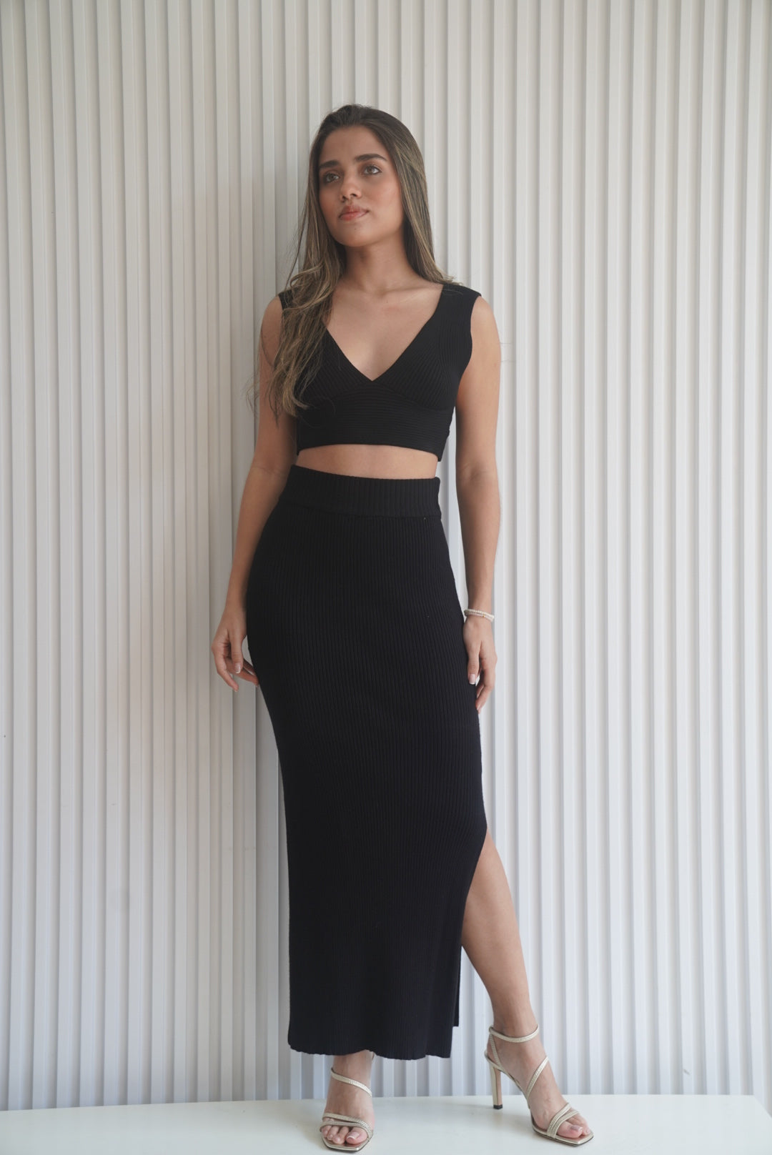 Ribbed Crop Top & Skirt Set