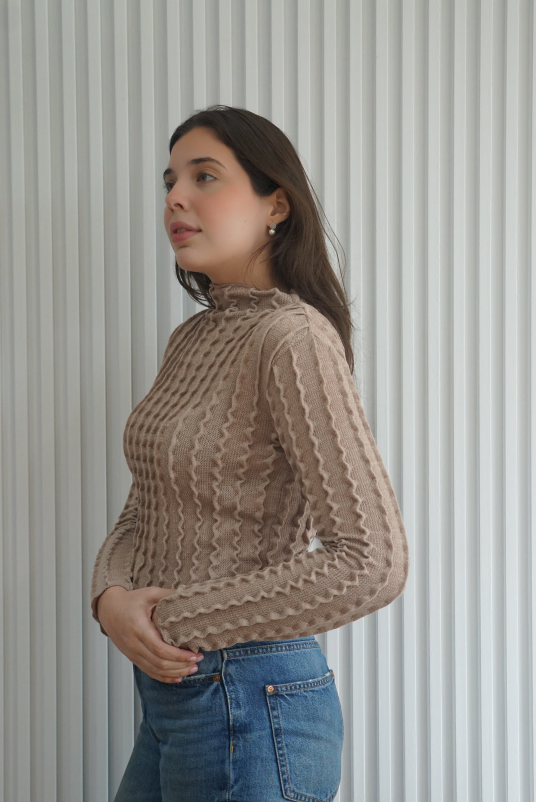 Textured Turtle Neck Top