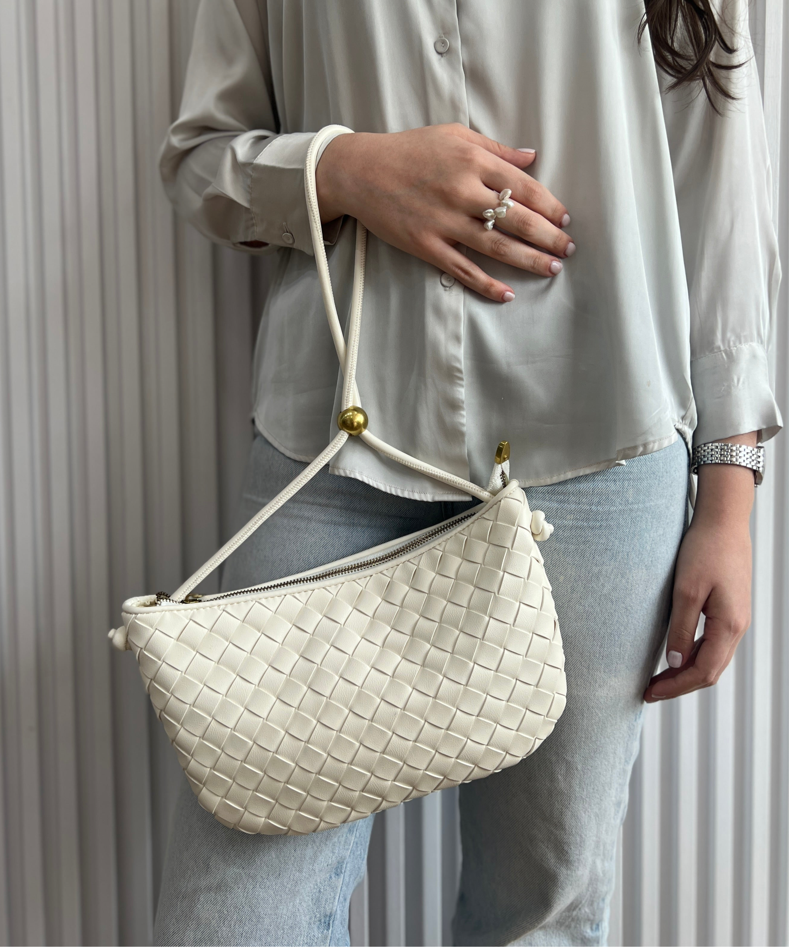 Woven Cream Bag