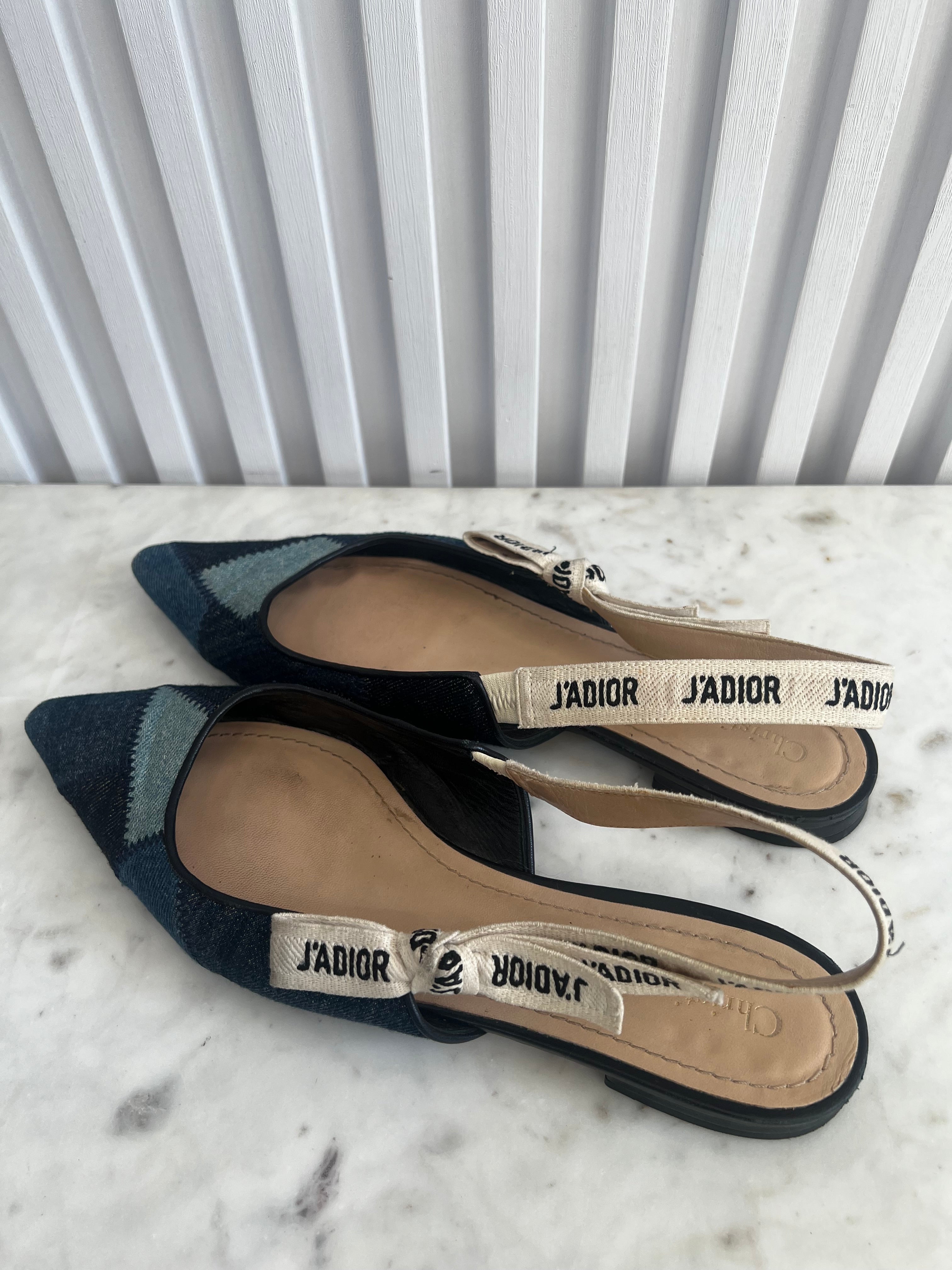 J’adior Denim Slingback Flats