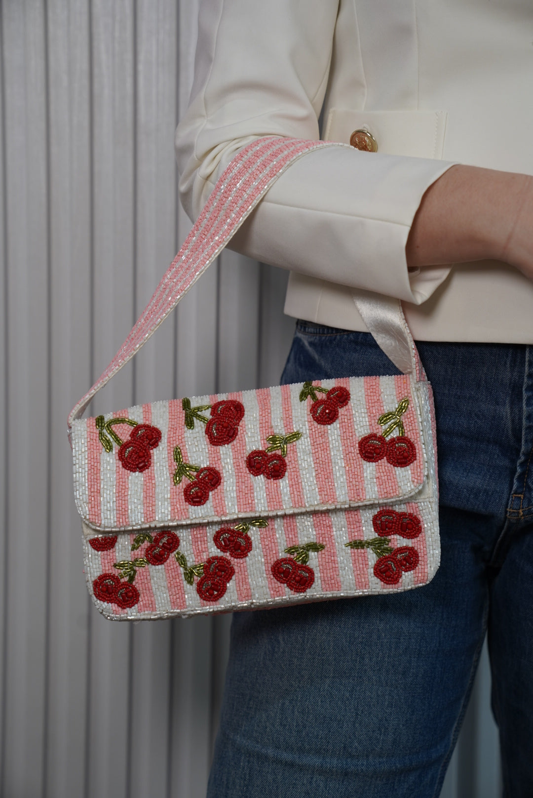 Beaded Cherries Shoulder Bag